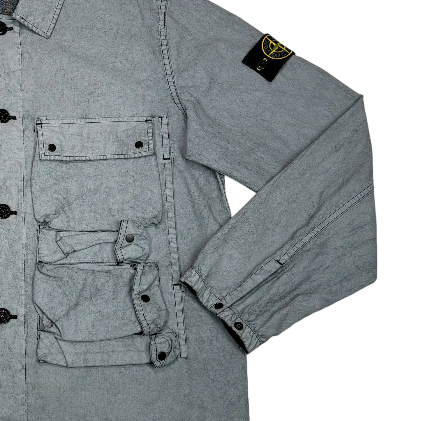 Stone Island Technical Utility Compass Patch Pocket Detail Tela Placcata Overshirt