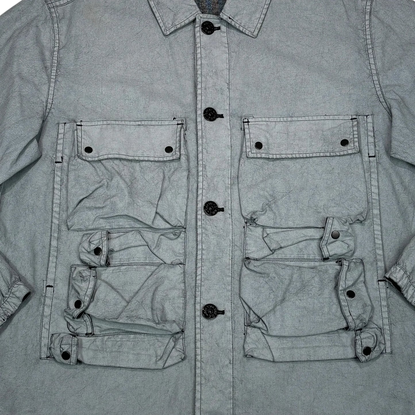 Stone Island Technical Utility Compass Patch Pocket Detail Tela Placcata Overshirt