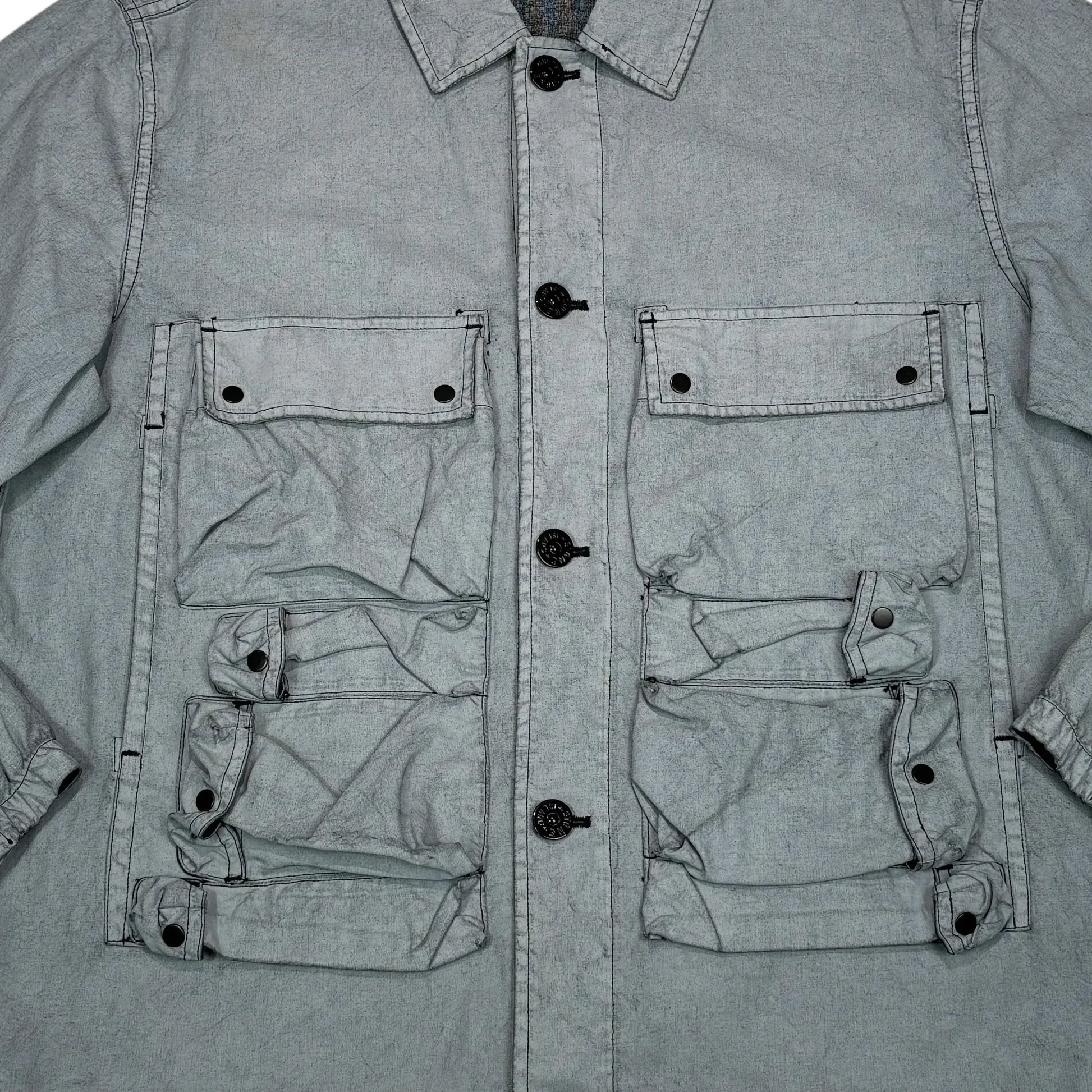 Stone Island Technical Utility Compass Patch Pocket Detail Tela Placcata Overshirt