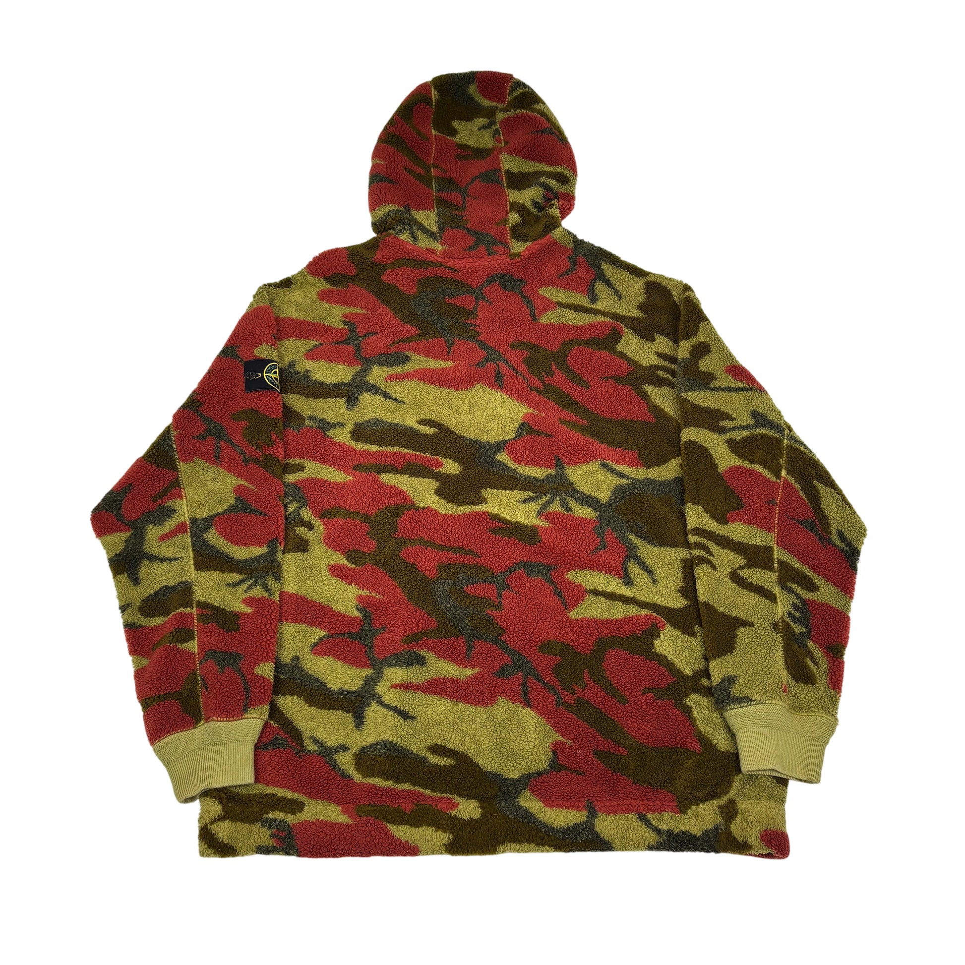Stone Island Red Camo Half-zip Fleece Hooded Pullover