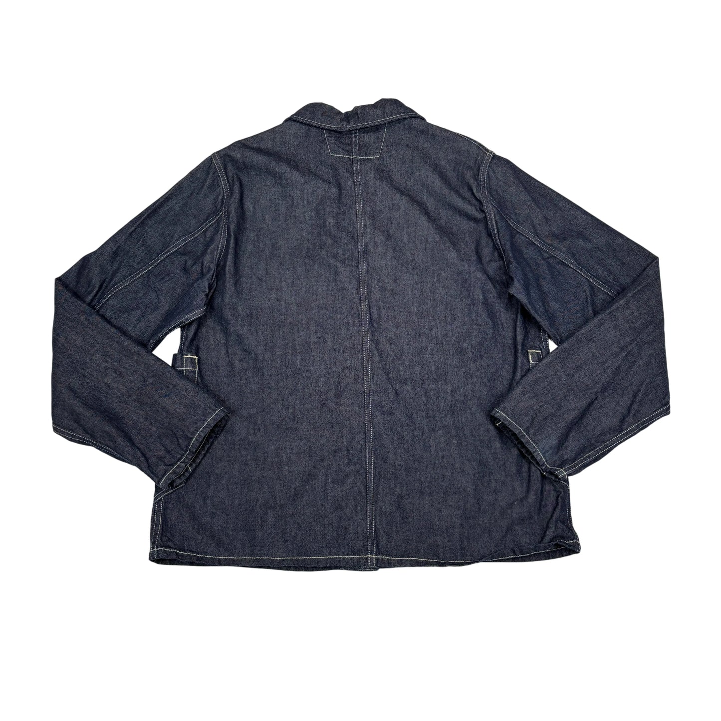 C.p. Company Blue Denim Box Logo Sailor Chore Jacket