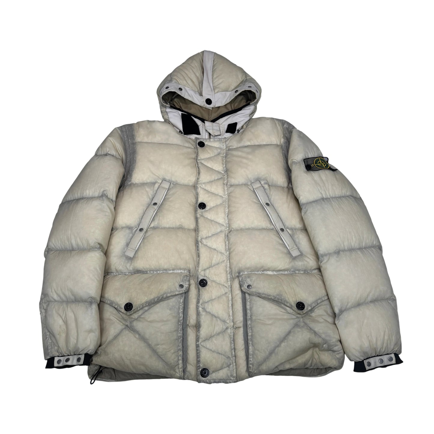 Stone Island Beige Opaque Mesh Badge Reversable Down Jacket