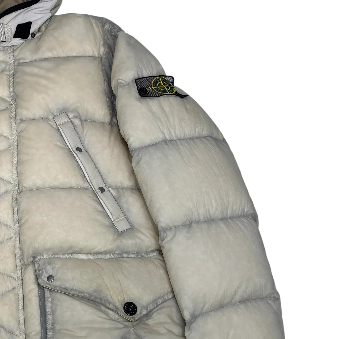 Stone Island Beige Opaque Mesh Badge Reversable Down Jacket