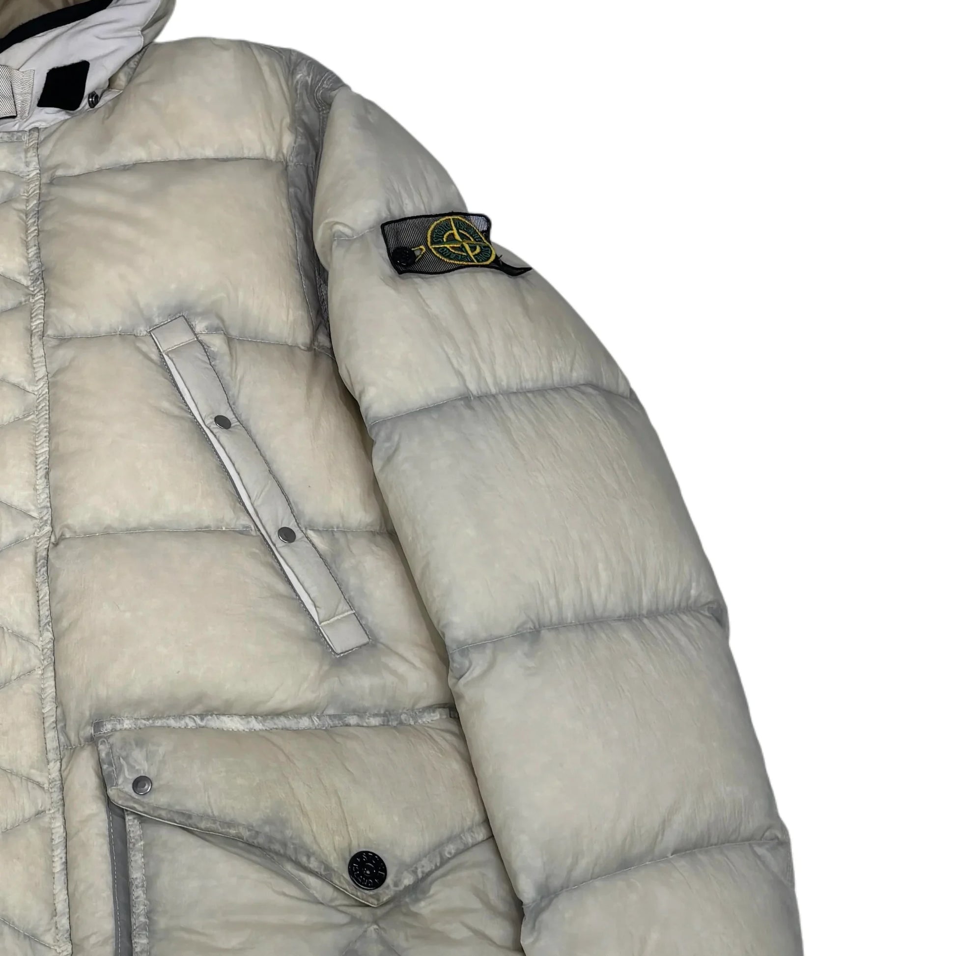 Stone Island Beige Opaque Mesh Badge Reversable Down Jacket