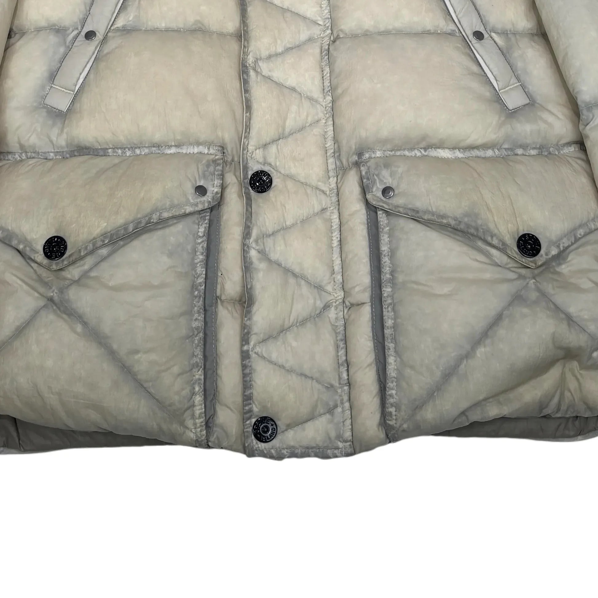 Stone Island Beige Opaque Mesh Badge Reversable Down Jacket