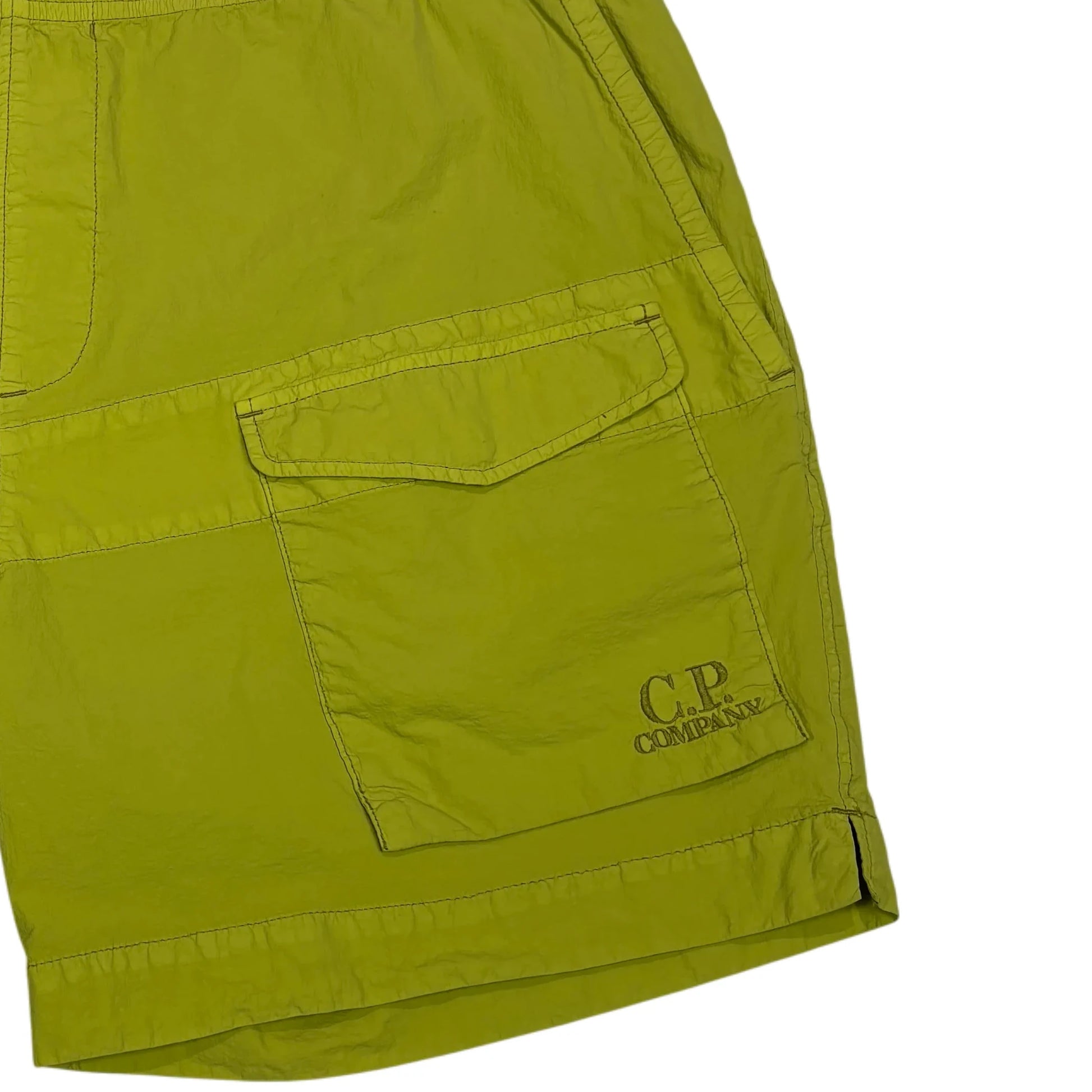 C.p. Company Green Embroidered Logo Swim Shorts