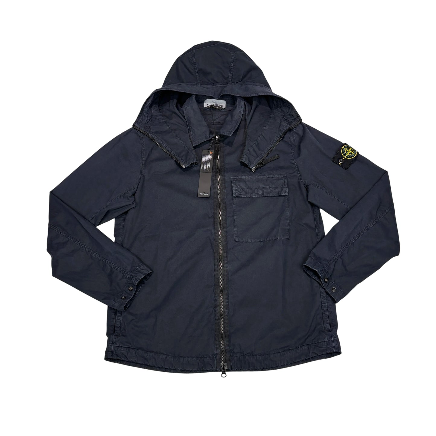 Stone Island Navy Blue Compass Patch with Removable Hooded Jacket