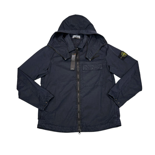 Stone Island Navy Blue Compass Patch with Removable Hooded Jacket
