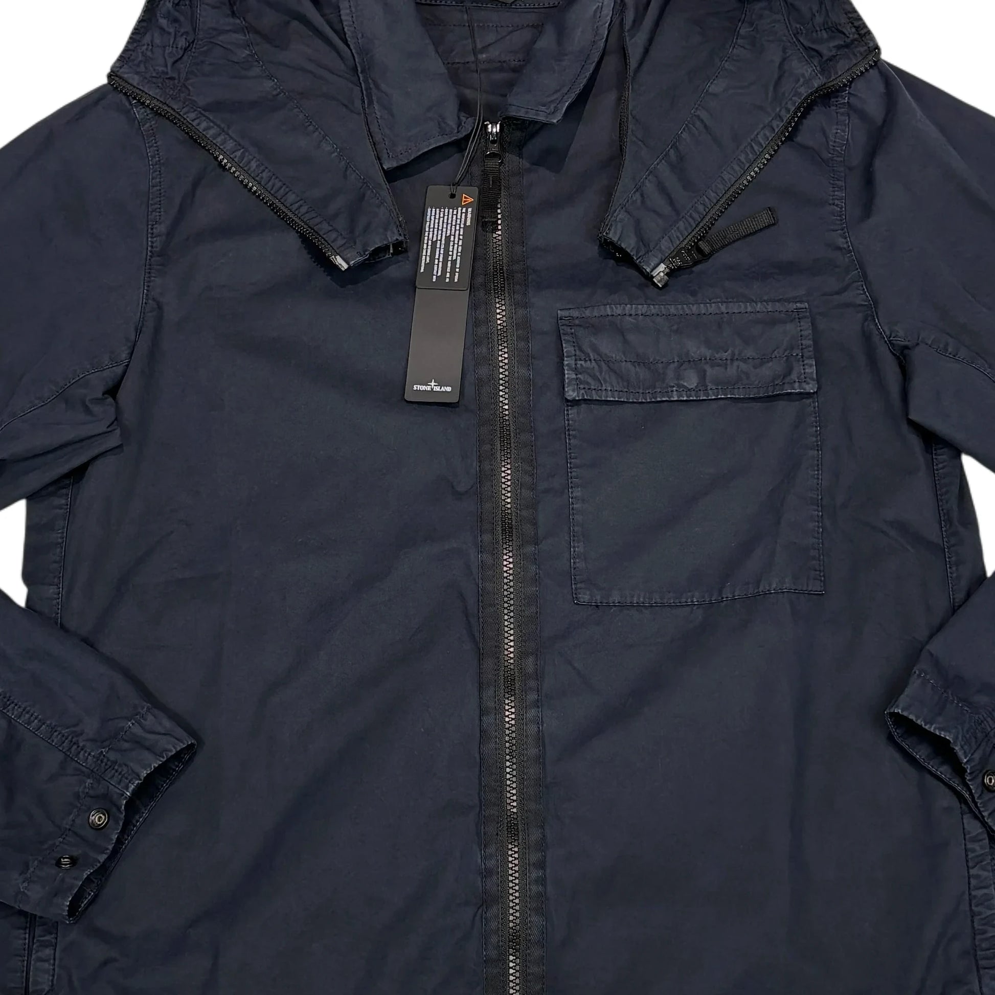 Stone Island Navy Blue Compass Patch with Removable Hooded Jacket
