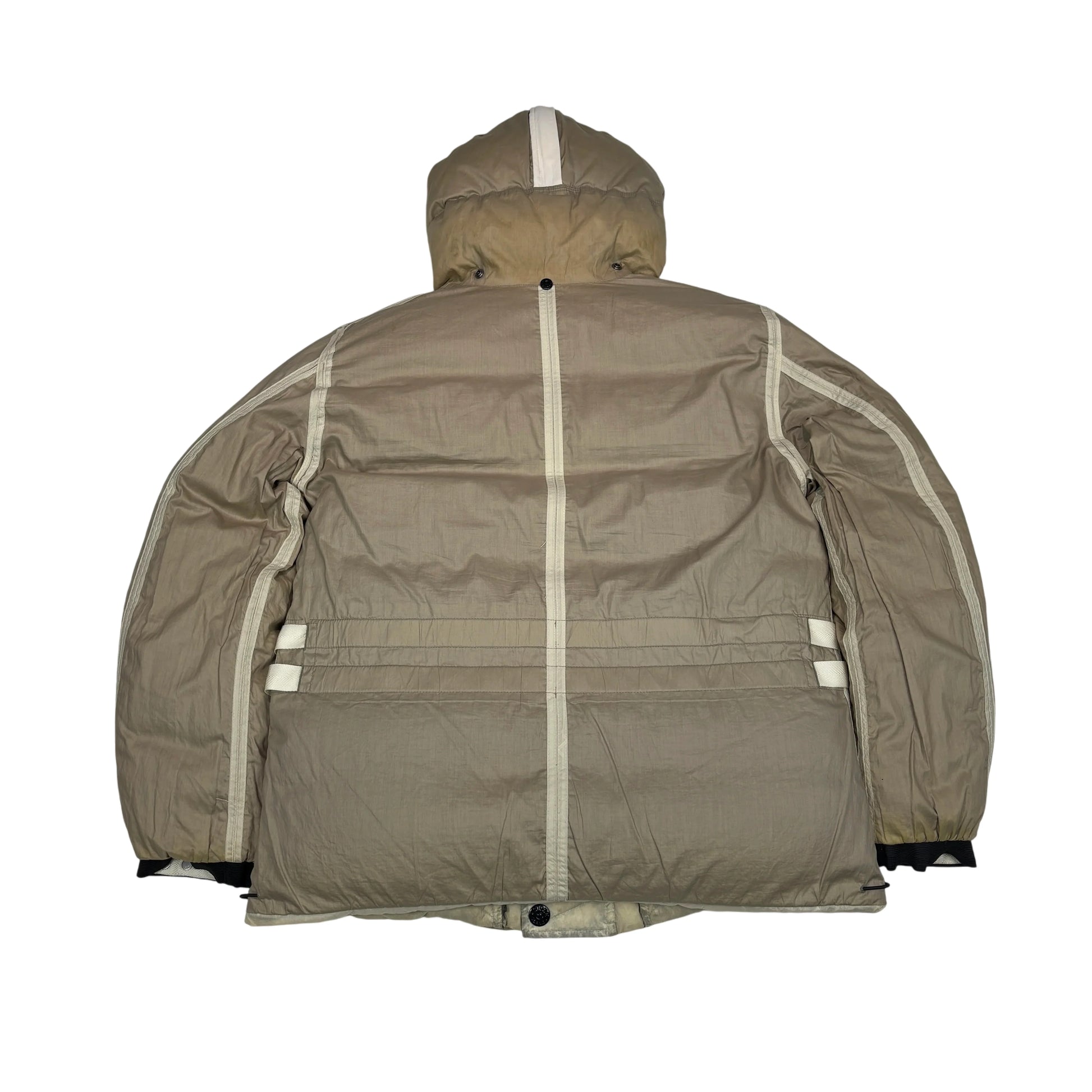 Stone Island Beige Opaque Mesh Badge Reversable Down Jacket
