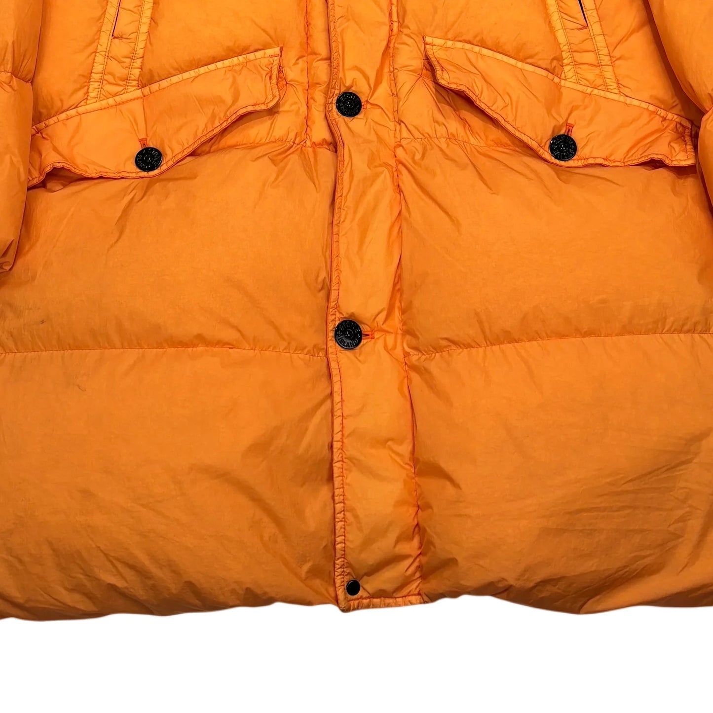 Stone Island Orange Garment Dyed Crinkle Reps NY Down Puffer Coat