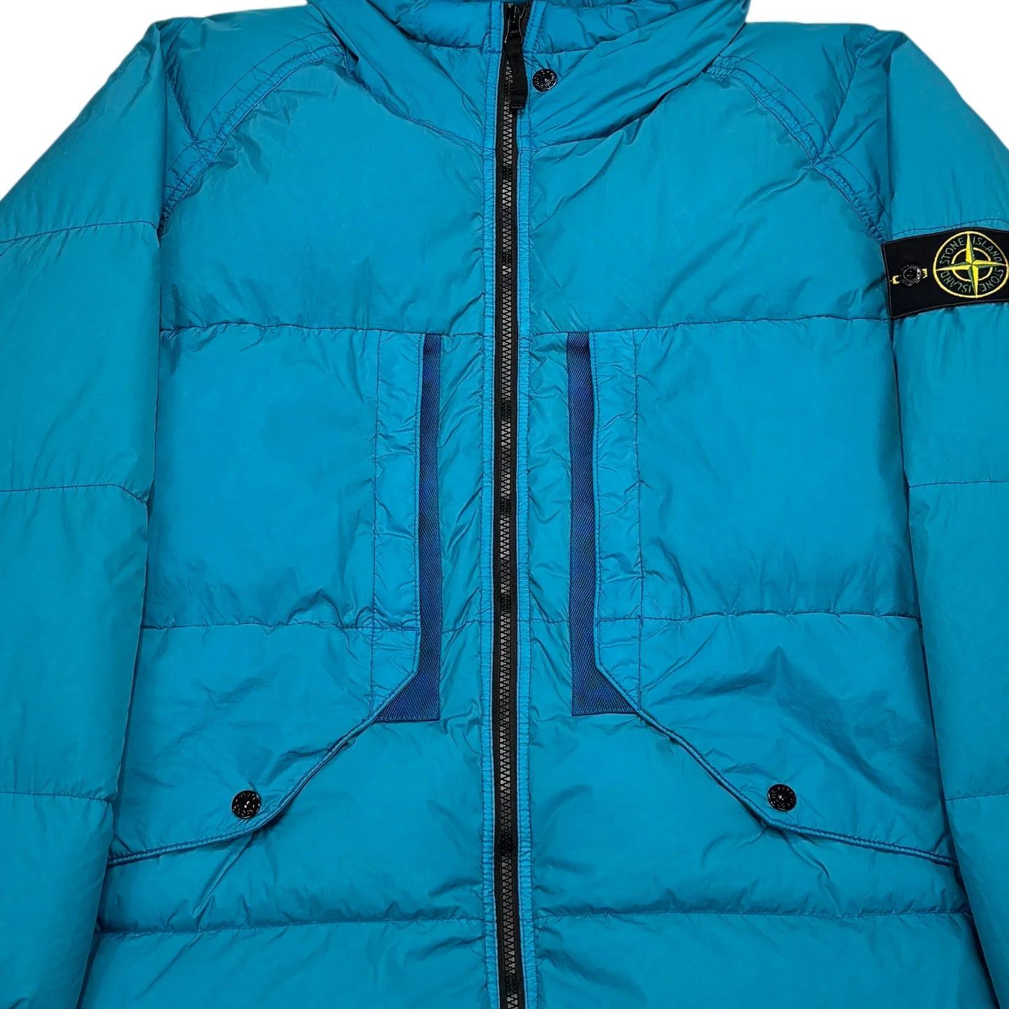 Stone Island Blue Garment Dyed Crinkle Reps R-NY Down Jacket