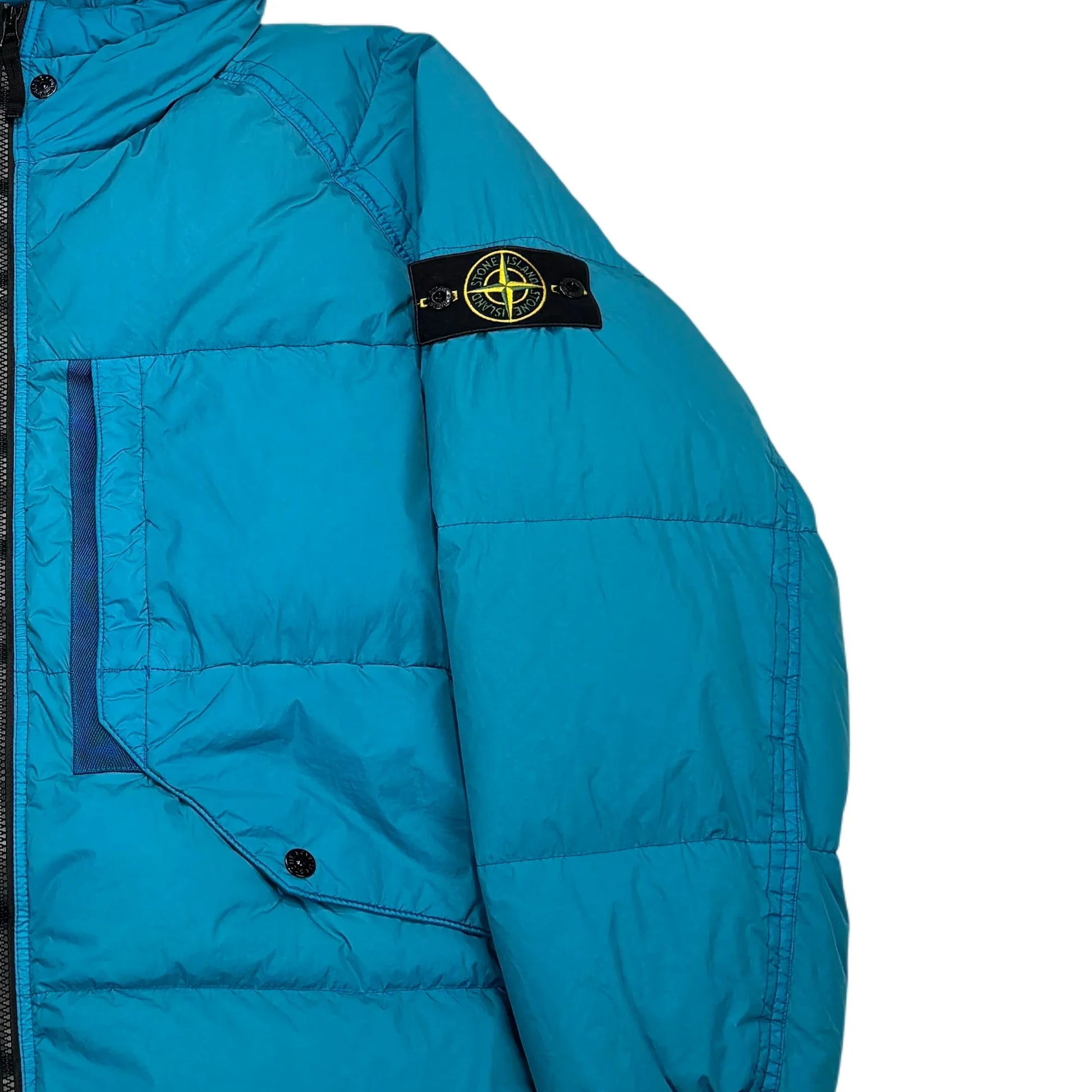 Stone Island Blue Garment Dyed Crinkle Reps R-NY Down Jacket