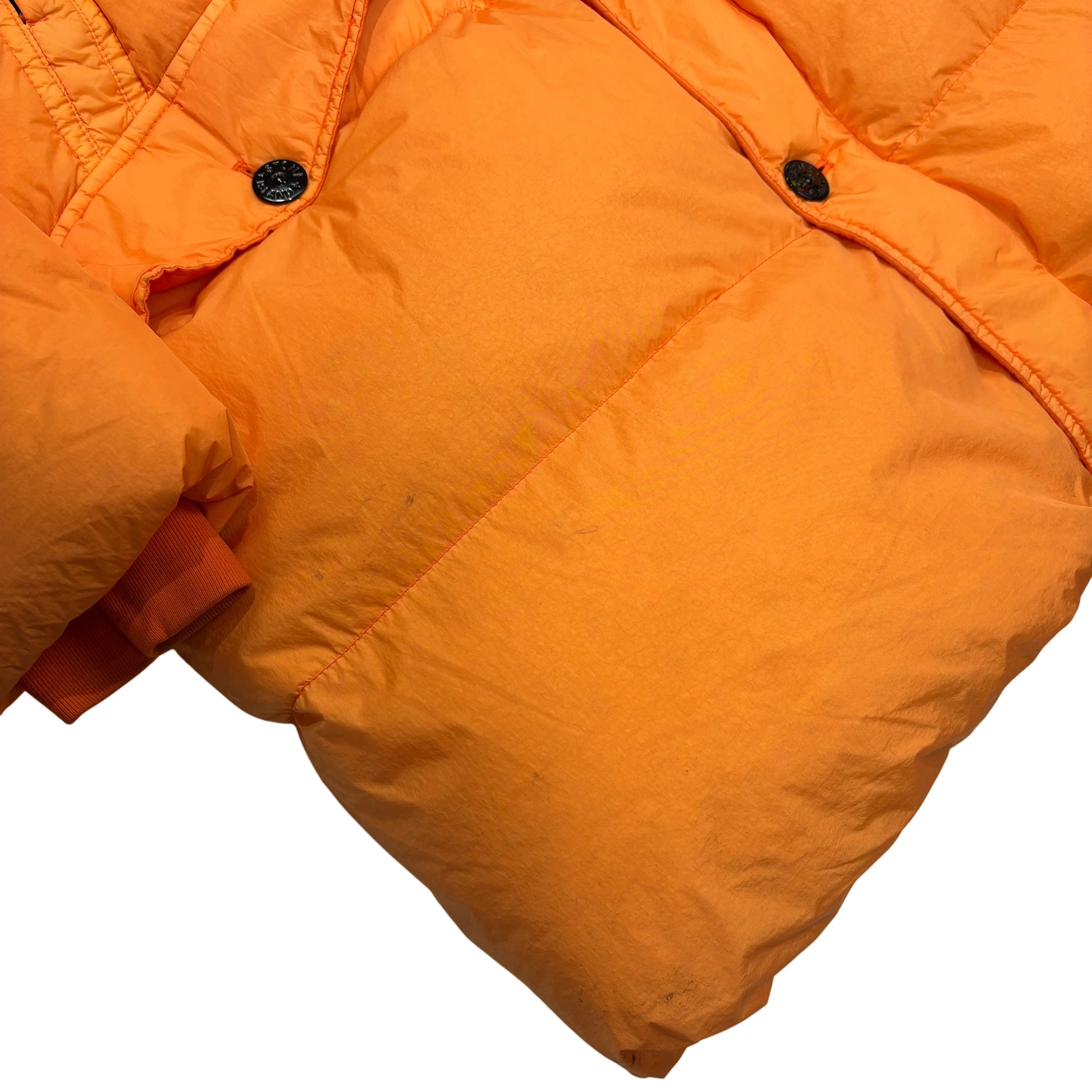 Stone Island Orange Garment Dyed Crinkle Reps NY Down Puffer Coat