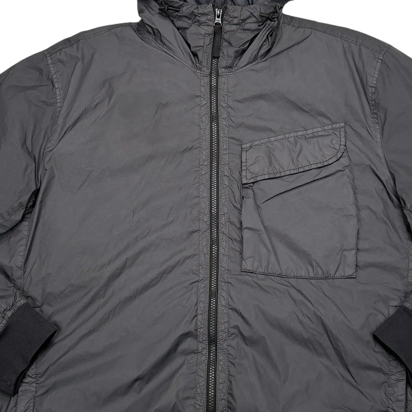 Stone Island Gray Garment Dyed Crinkle Reps R-NY with Primaloft-TC Hooded Jacket