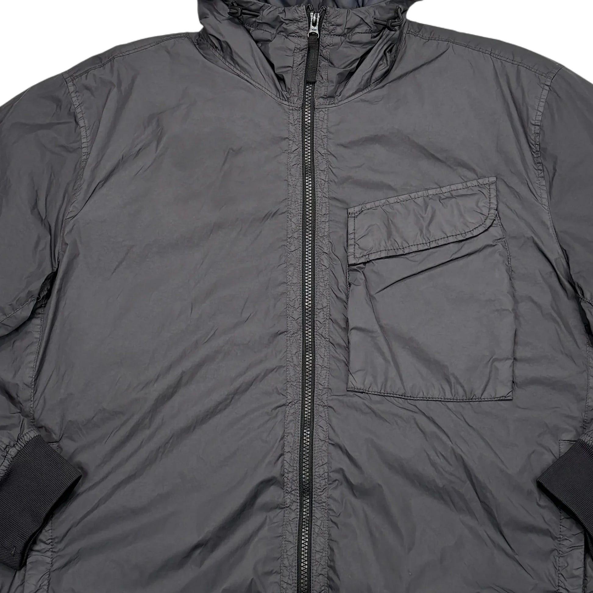 Stone Island Gray Garment Dyed Crinkle Reps R-NY with Primaloft-TC Hooded Jacket
