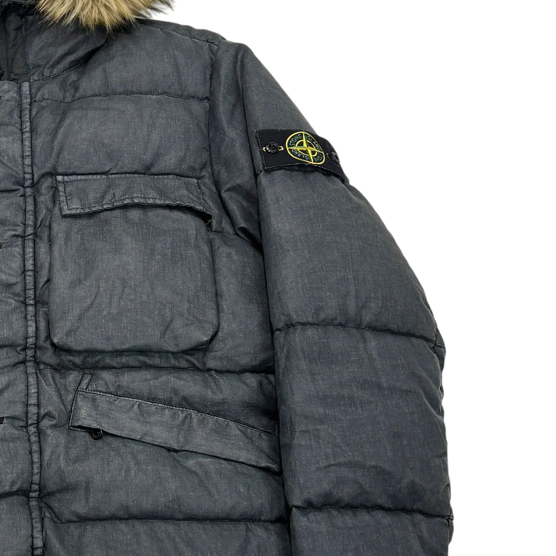 Stone Island Gray Lino Resinato Down-TC Puffer Jacket
