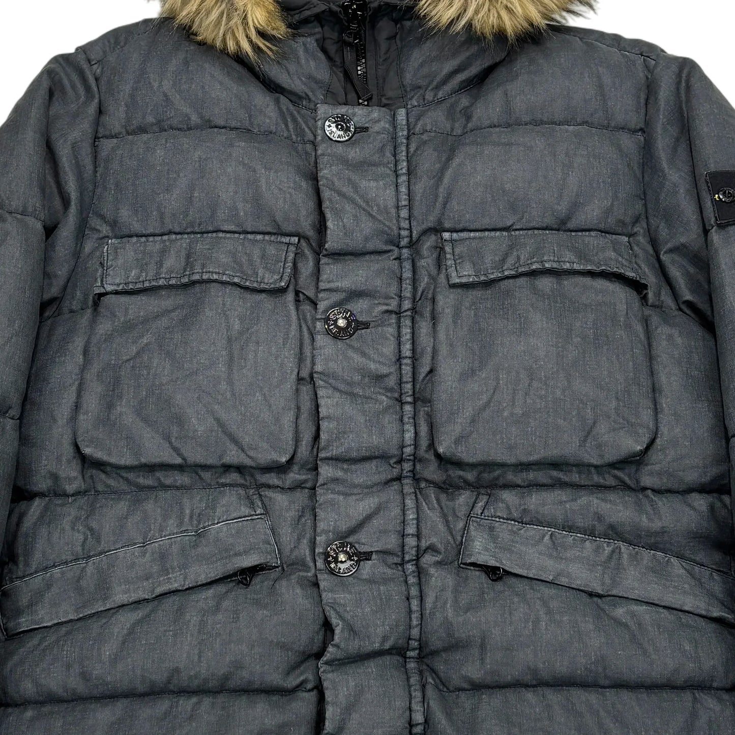 Stone Island Gray Lino Resinato Down-TC Puffer Jacket