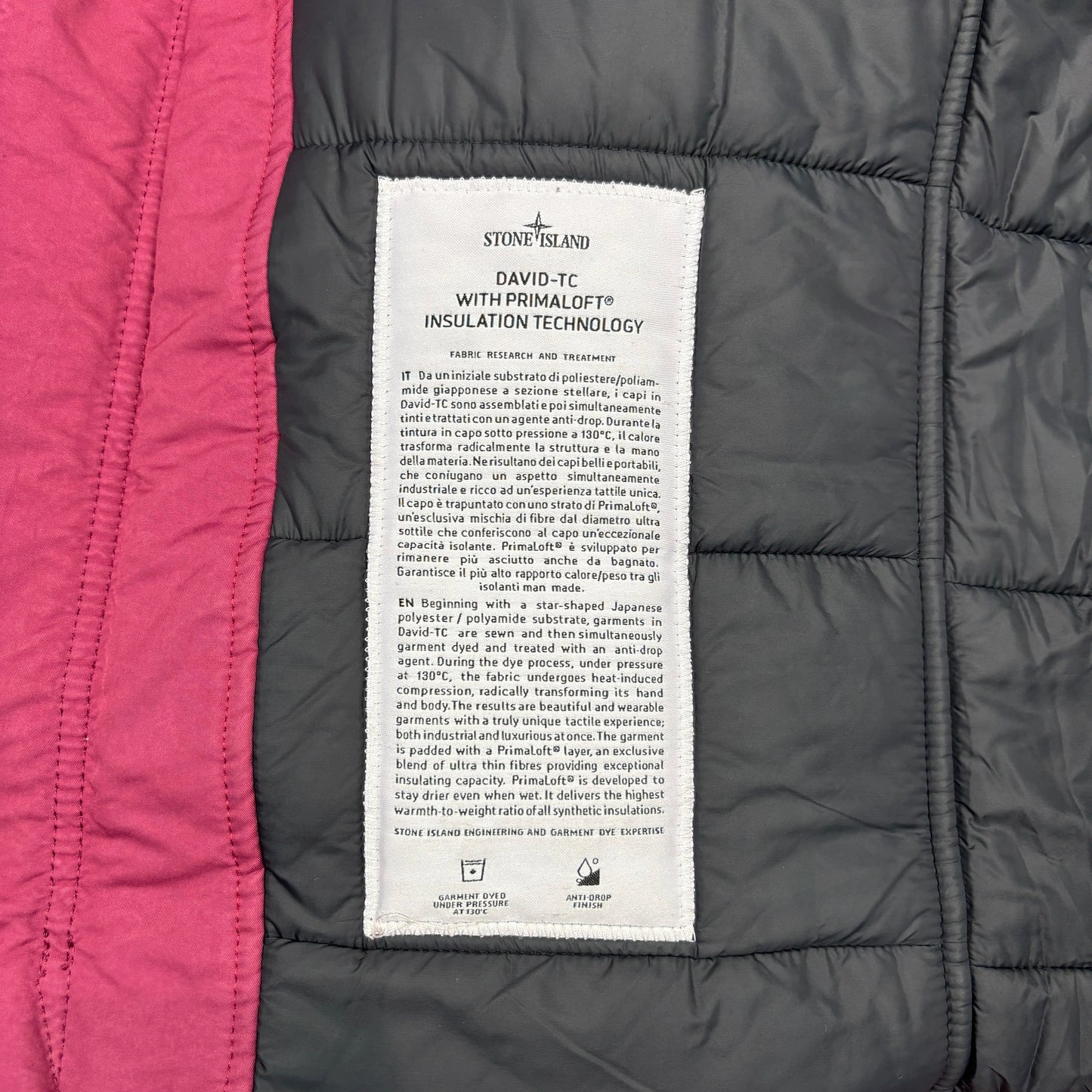 Stone Island Pink David-TC with Primaloft Insulation Technology Parka Jacket