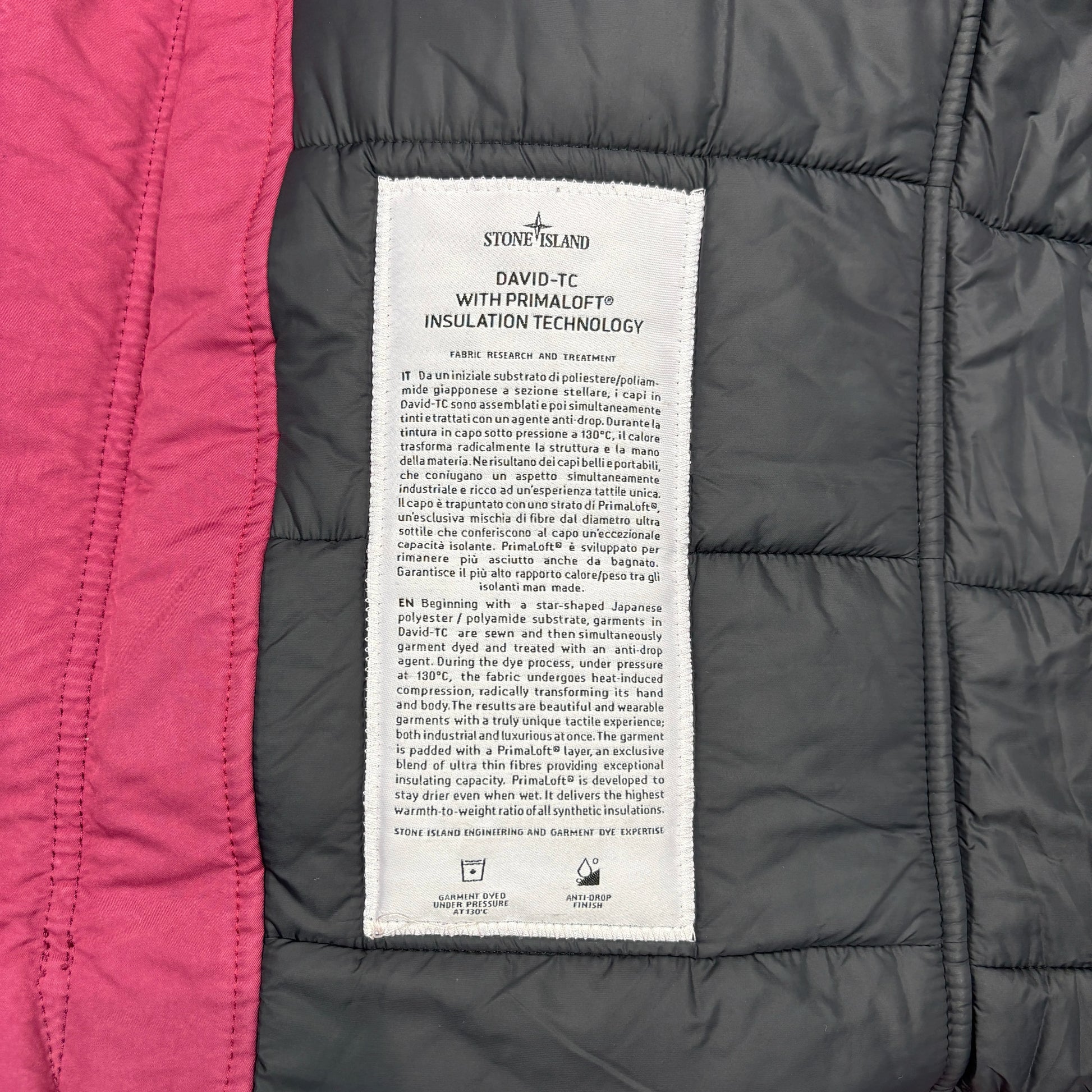 Stone Island Pink David-TC with Primaloft Insulation Technology Parka Jacket