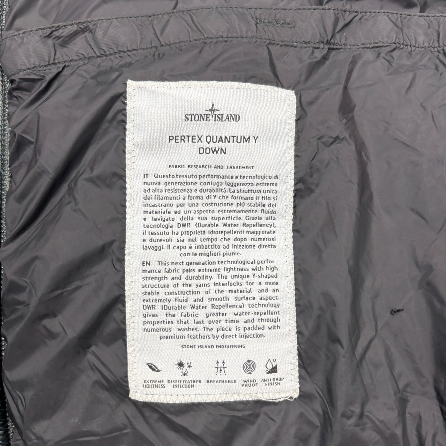 Stone Island Black Pertex Quantum Y Down Puffer Jacket