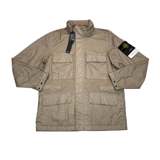 Stone Island Beige Membrana 3L TC with Hidden Hood Compass Patch Jacket