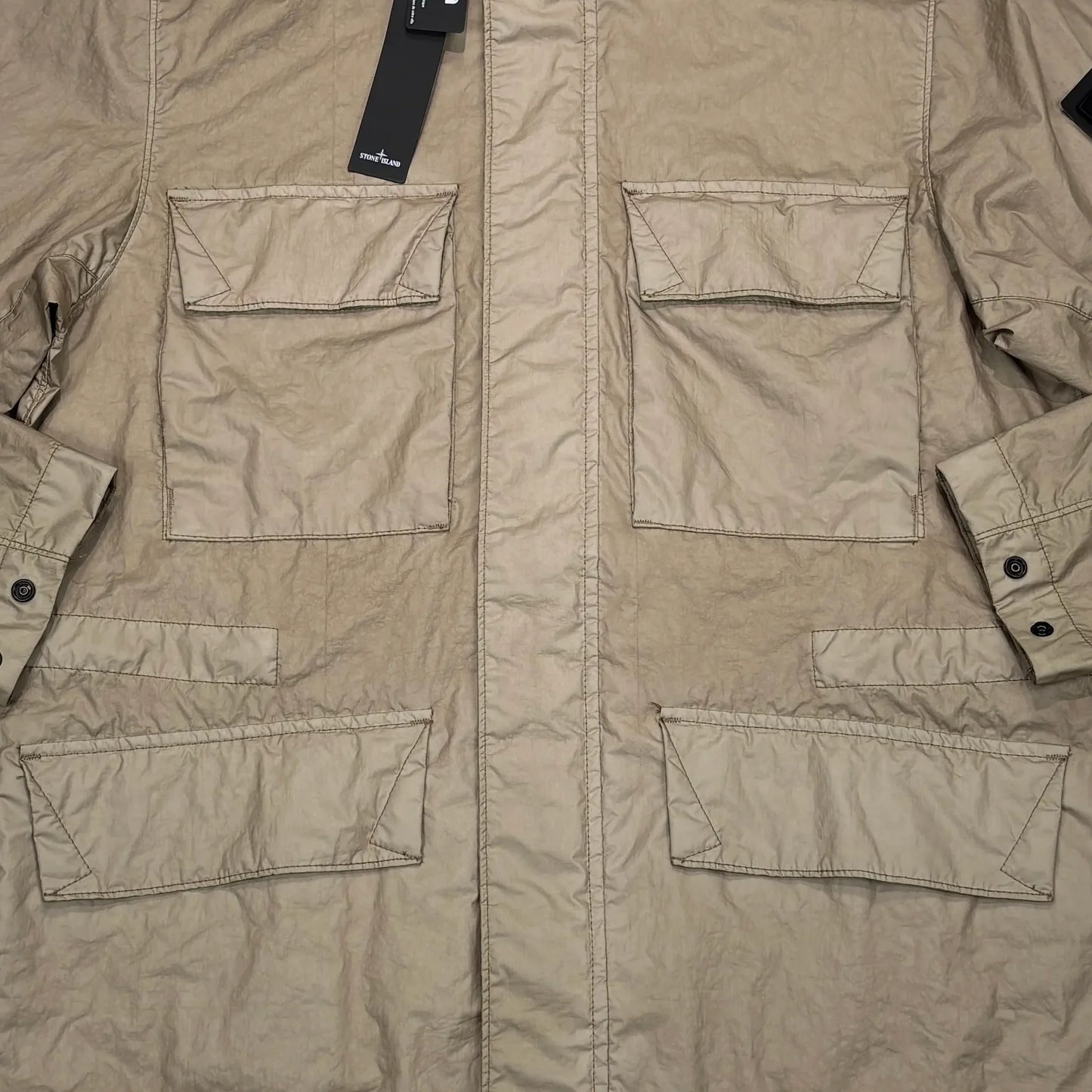 Stone Island Beige Membrana 3L TC with Hidden Hood Compass Patch Jacket