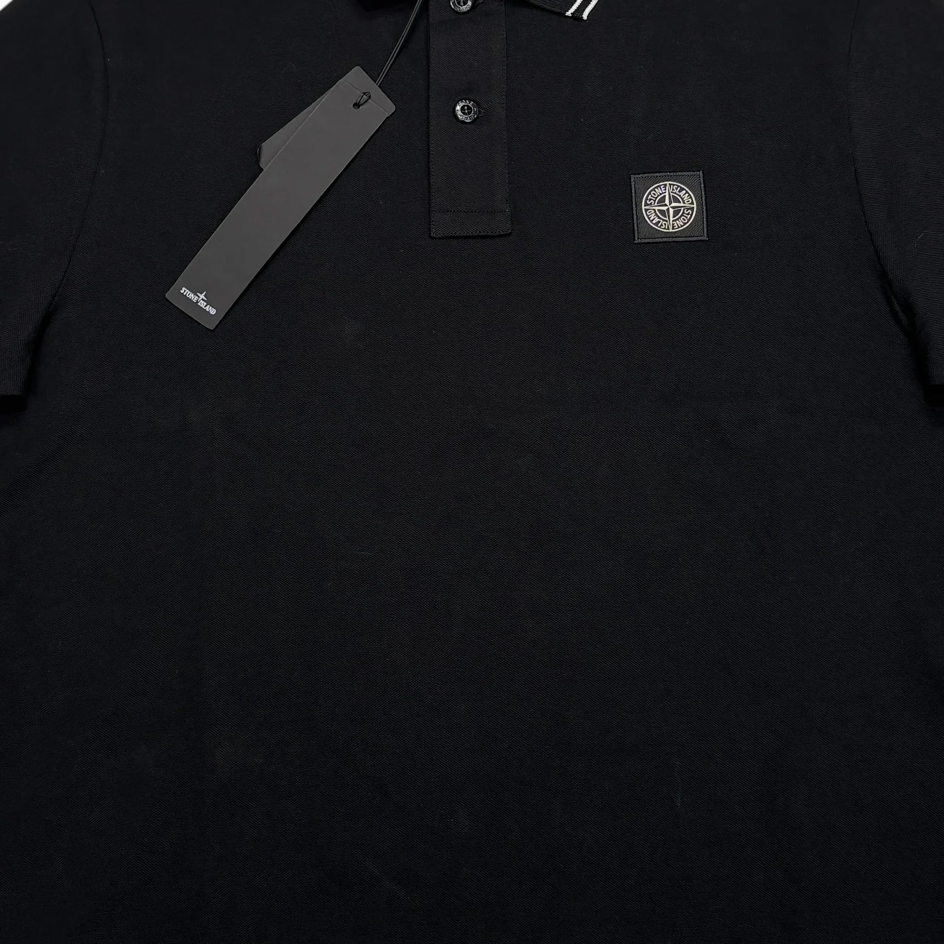 Stone Island Black Patch Logo Polo Shirt