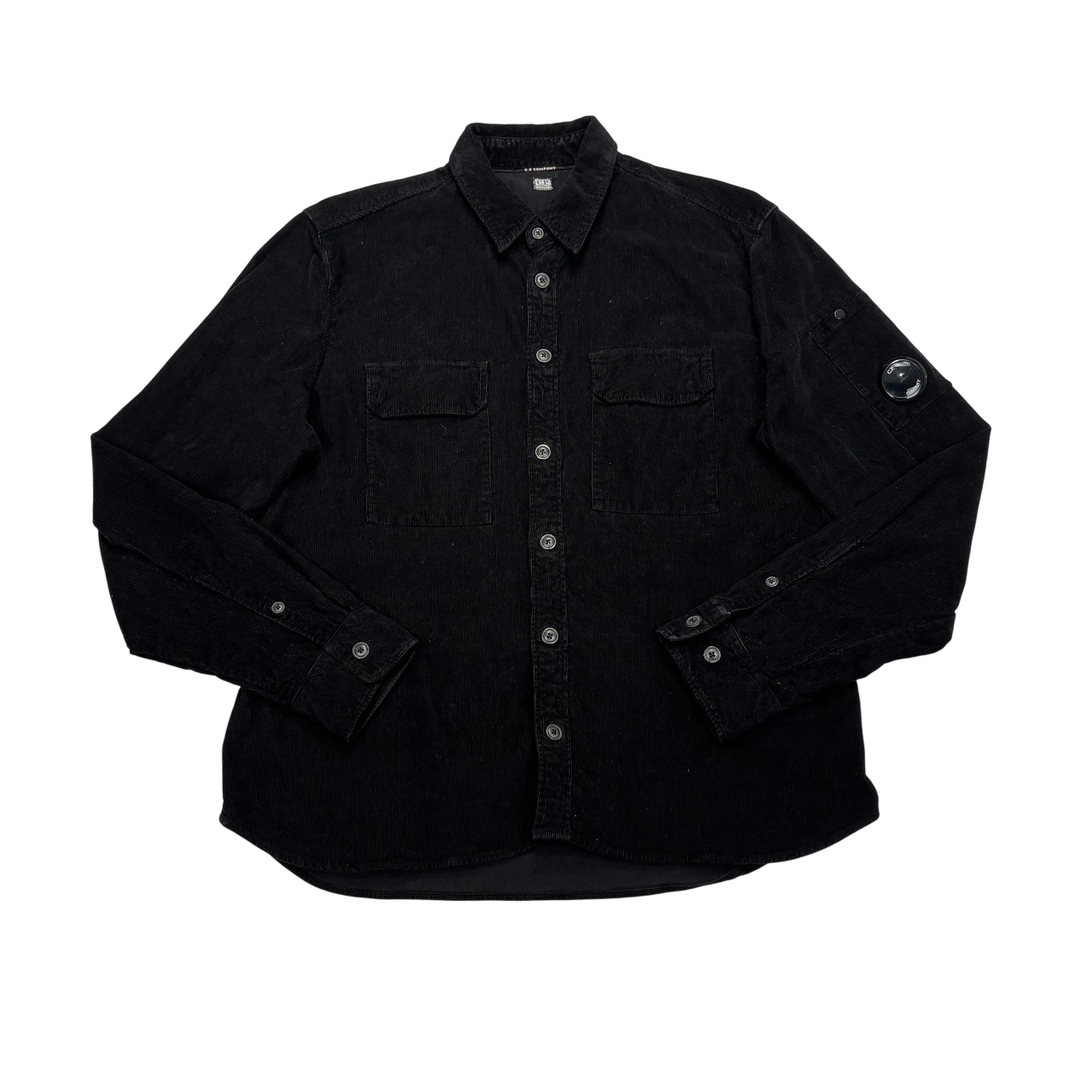CP Company Black Single Goggle Button Up Corduroy Jacket