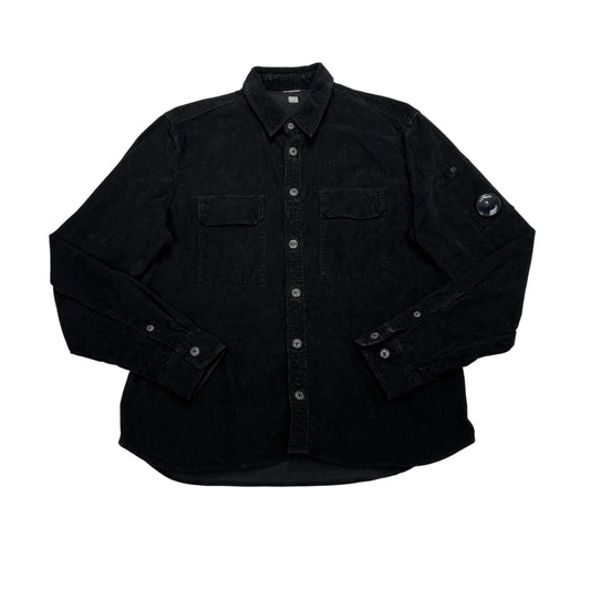 CP Company Black Single Goggle Button Up Corduroy Jacket