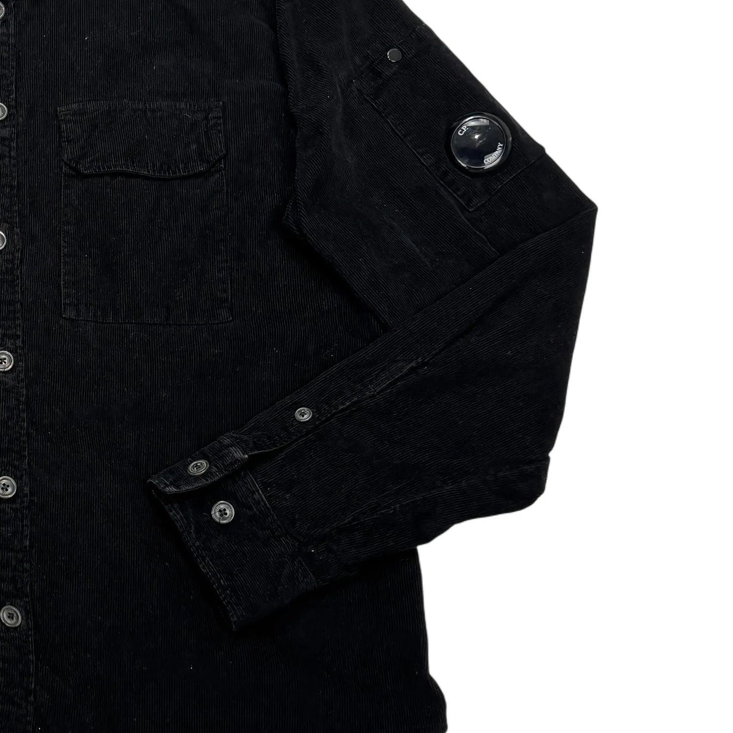 CP Company Black Single Goggle Button Up Corduroy Jacket