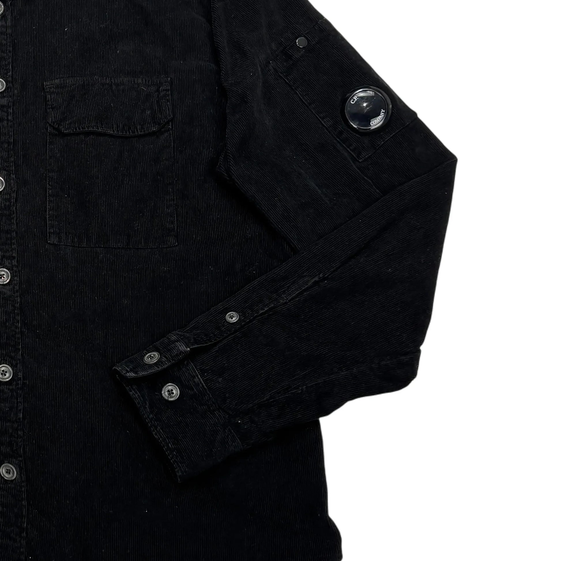 CP Company Black Single Goggle Button Up Corduroy Jacket