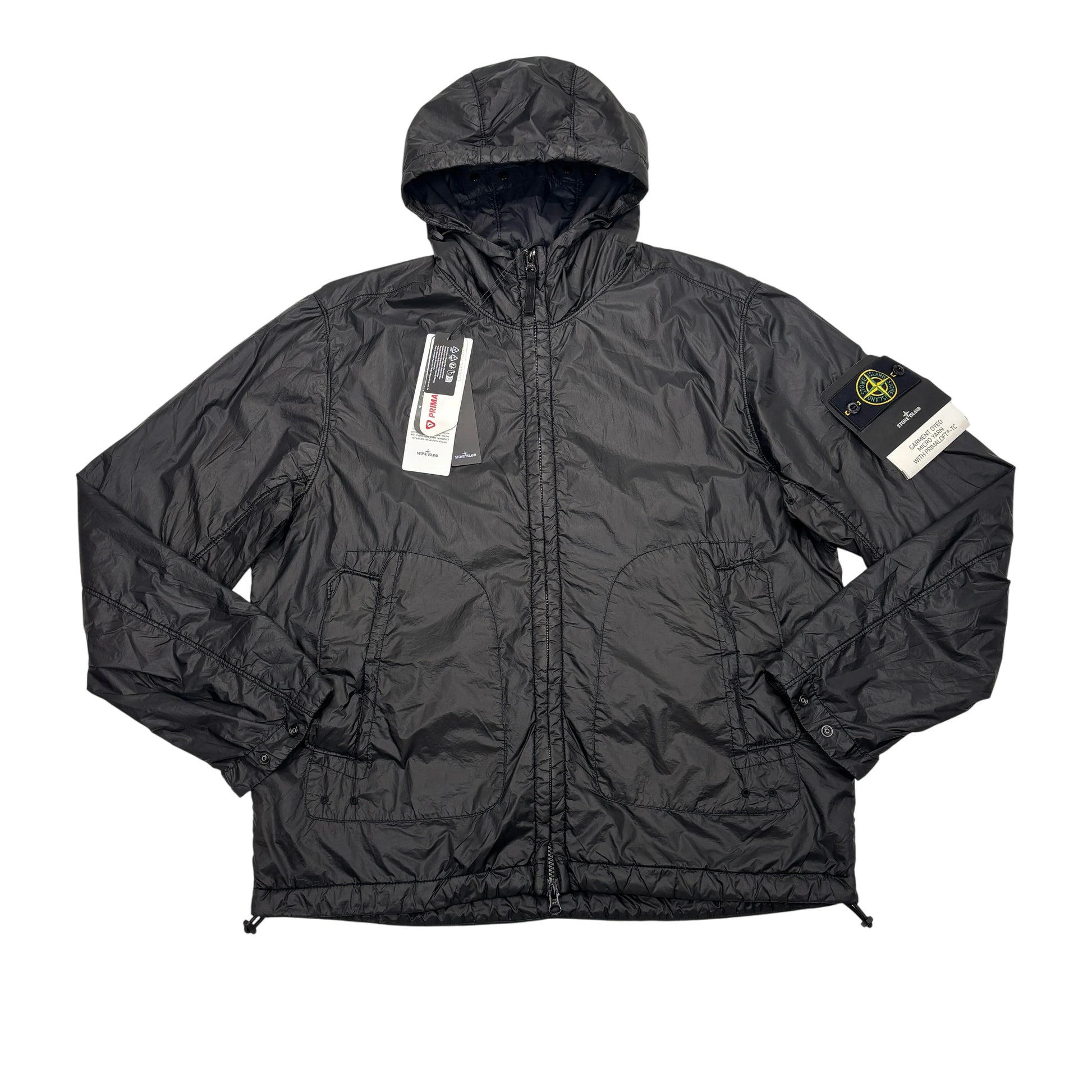 Stone Island Black Garment Dyed Micro Yarn with Primaloft TC Hooded Jacket