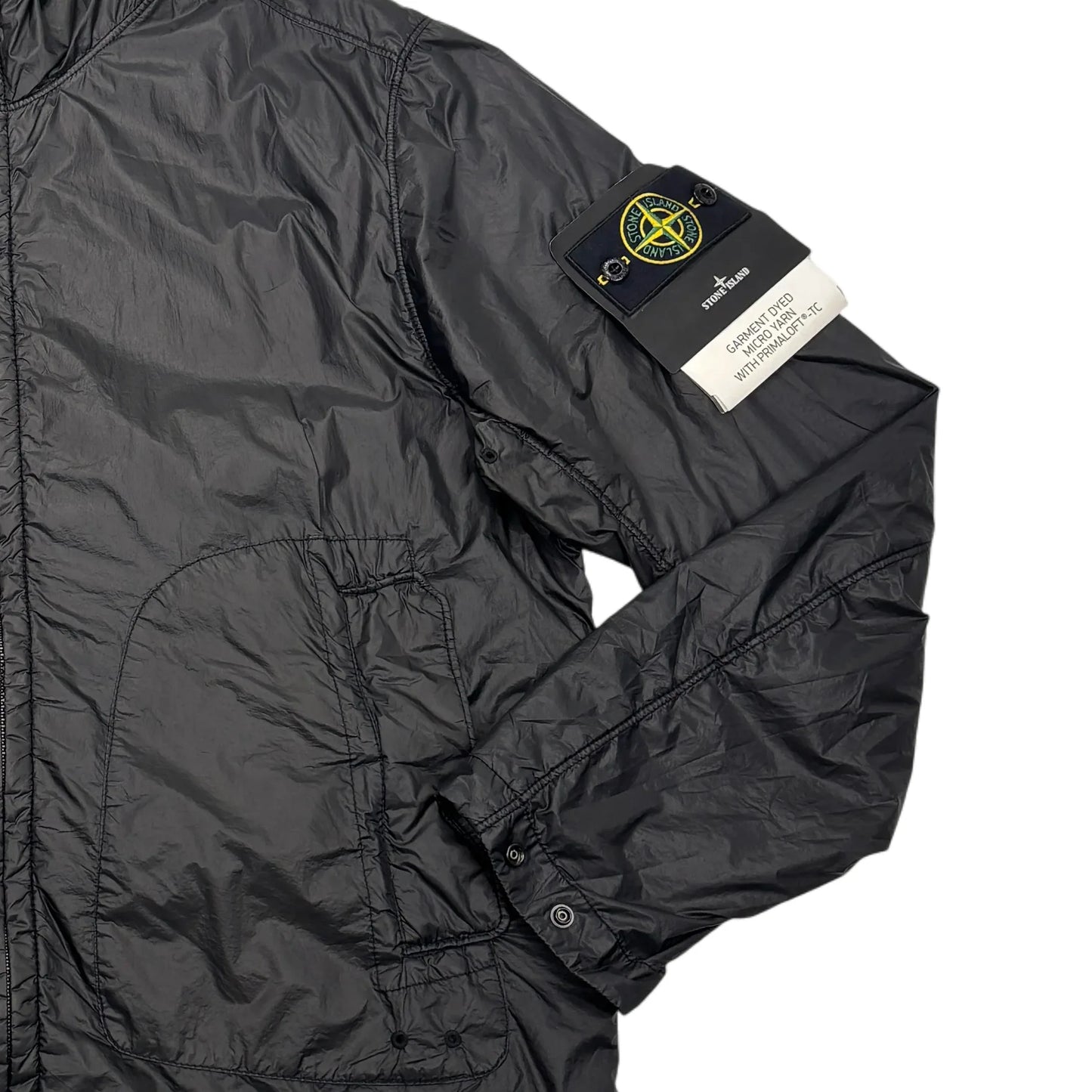 Stone Island Black Garment Dyed Micro Yarn with Primaloft TC Hooded Jacket