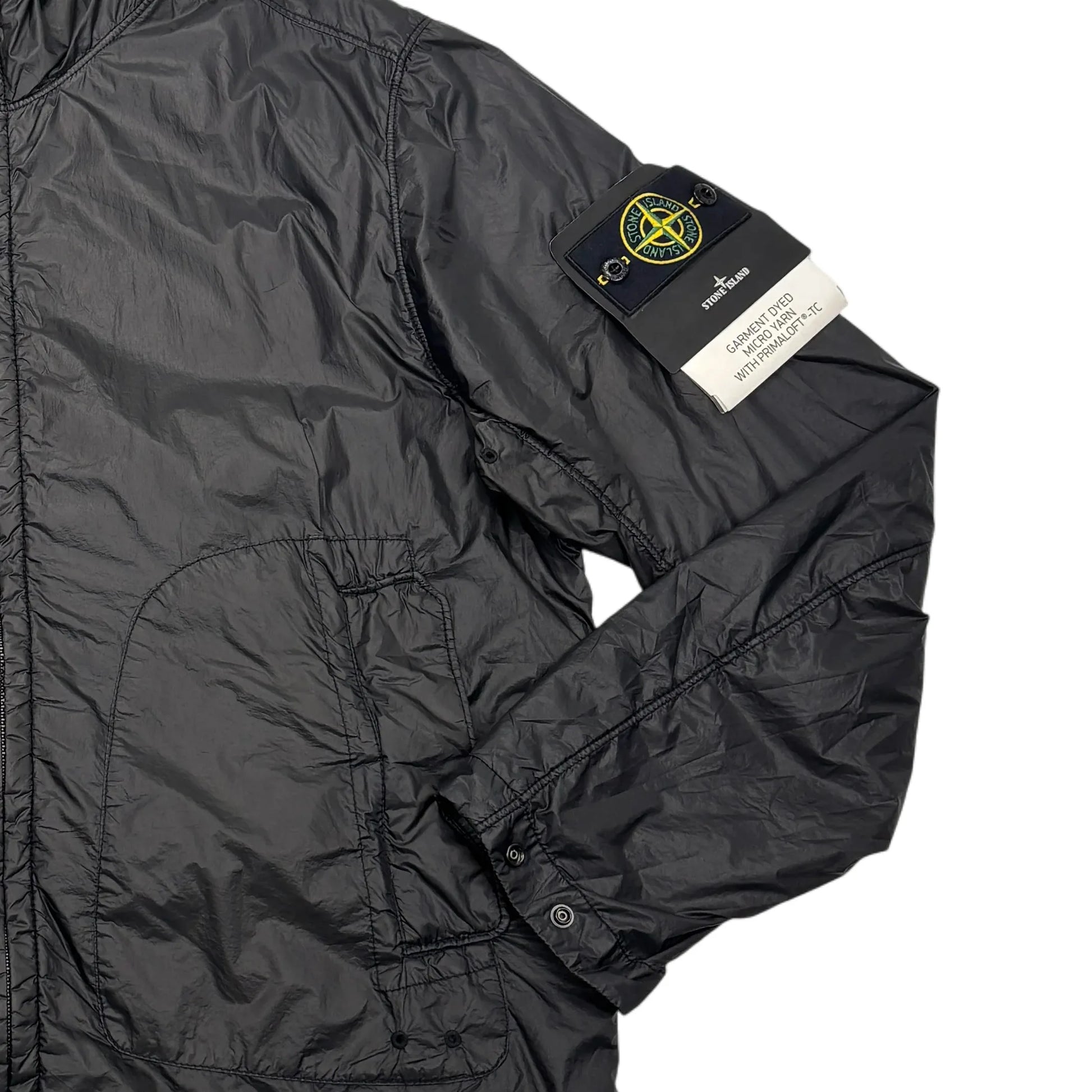 Stone Island Black Garment Dyed Micro Yarn with Primaloft TC Hooded Jacket