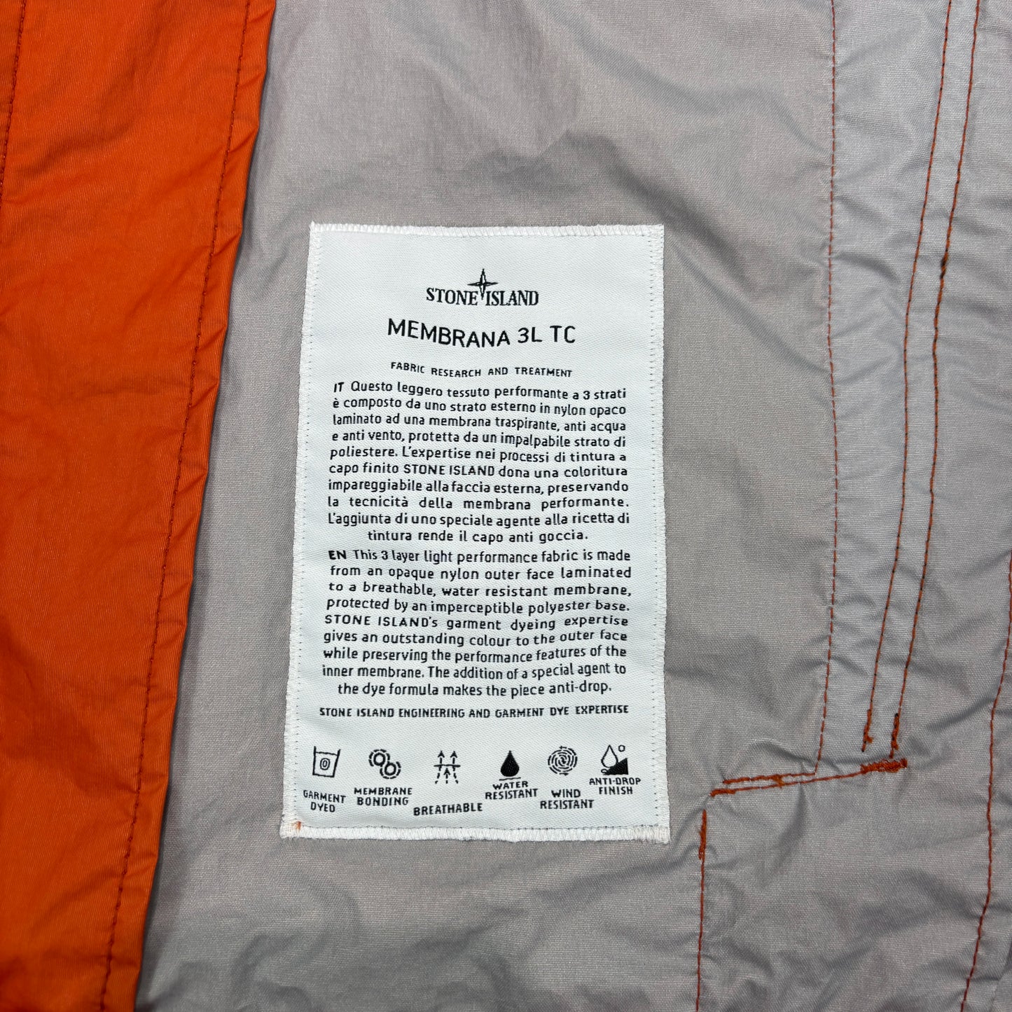 Stone Island Orange Membrana 3L-TC Jacket