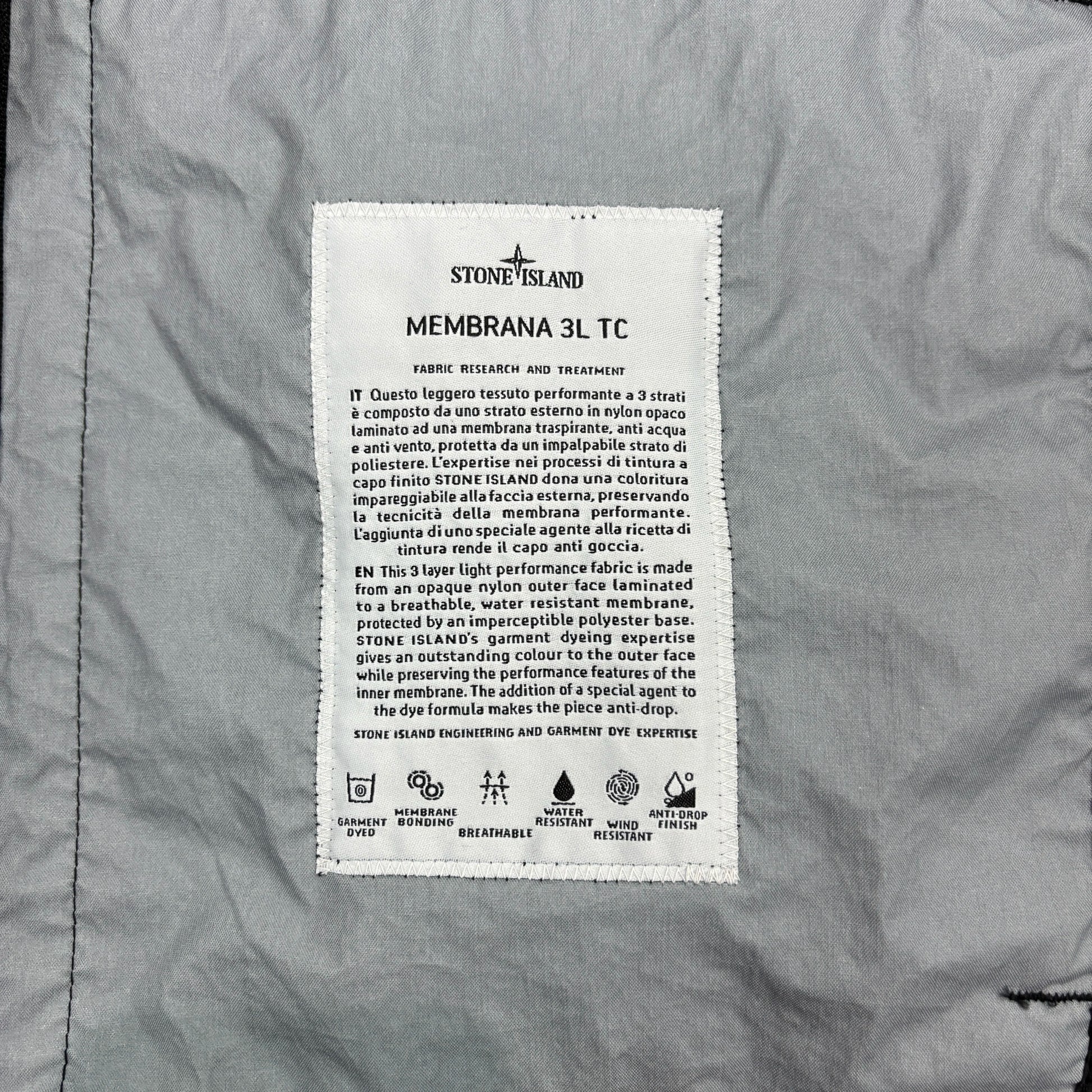 Stone Island Black Membrana 3L-TC Compass Patch Jacket