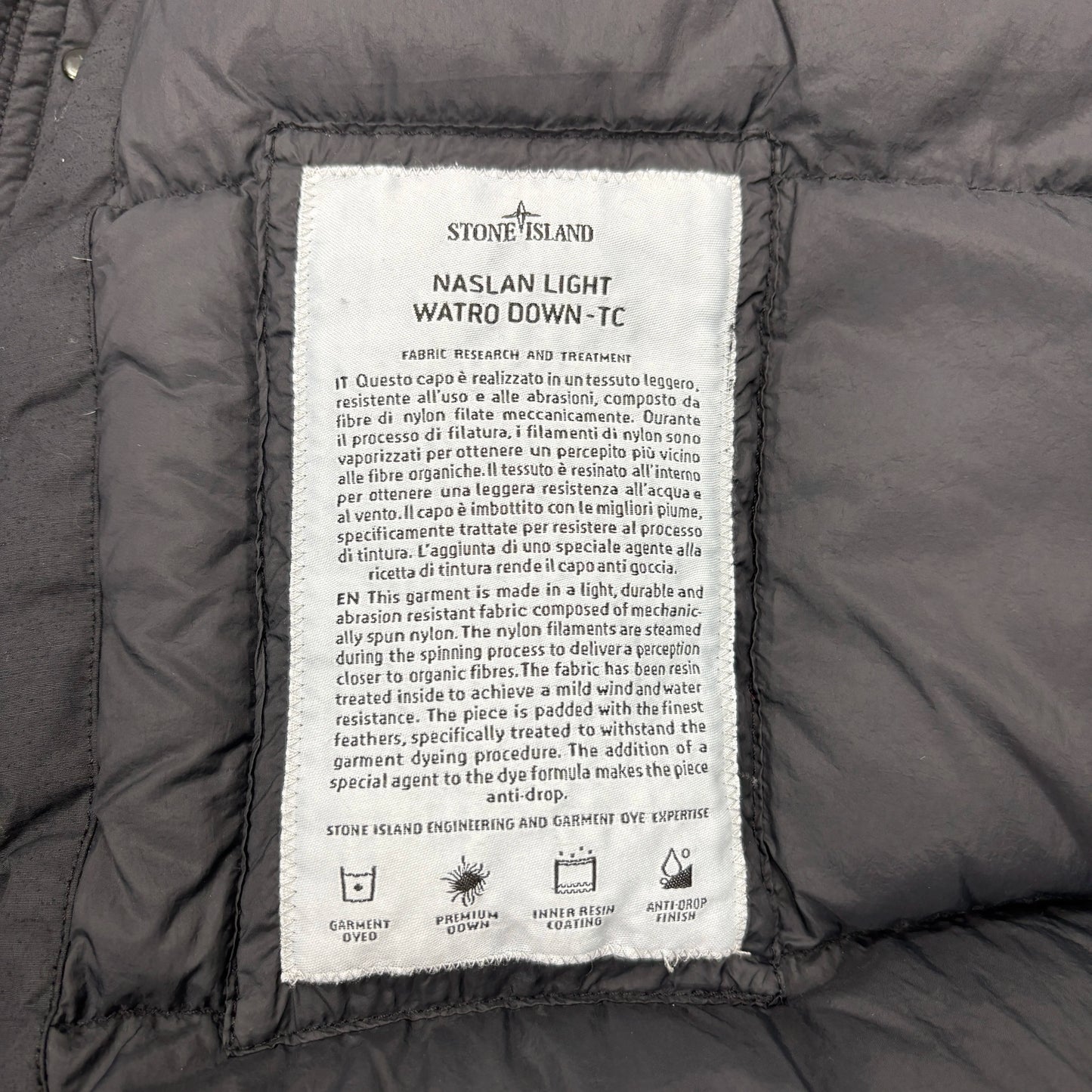Stone Island Black Naslan Light Watro Down-TC Jacket