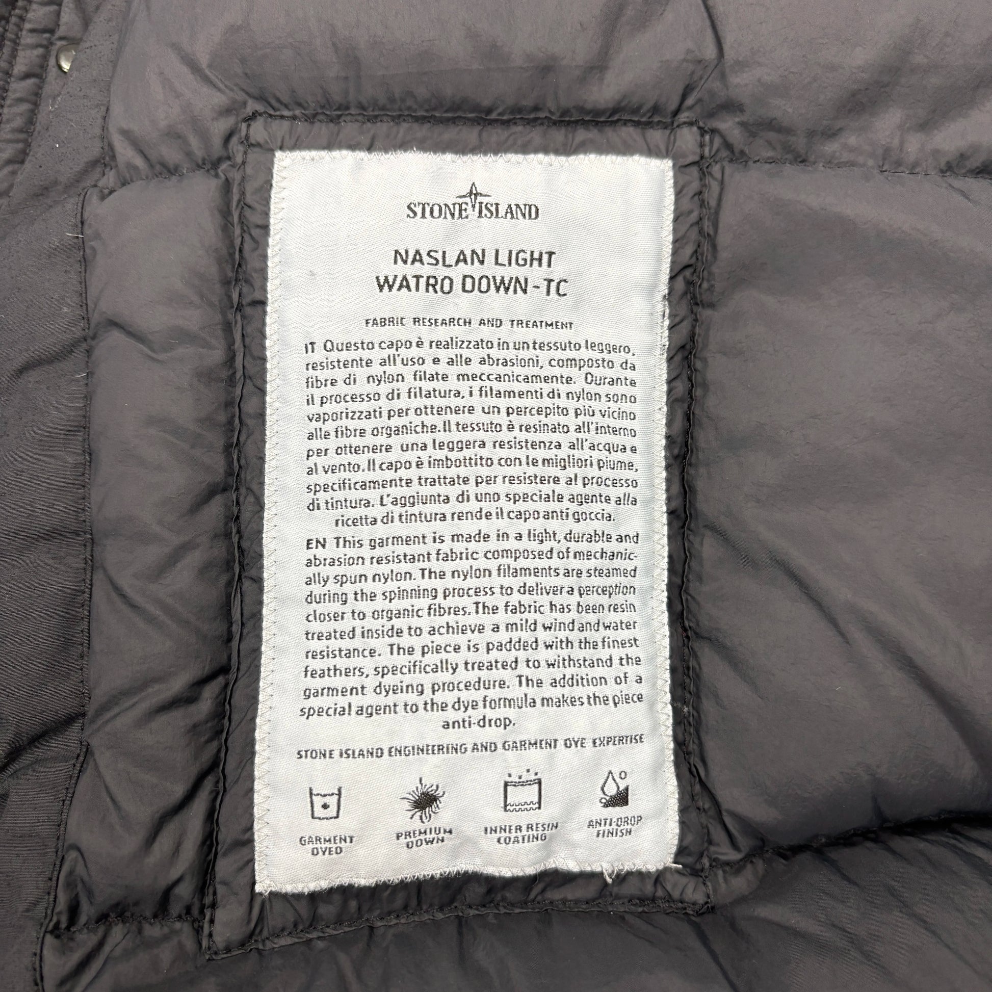 Stone Island Black Naslan Light Watro Down-TC Jacket