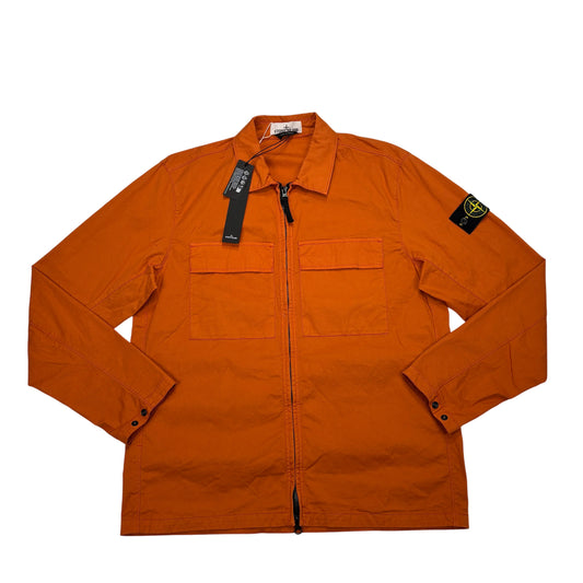 Stone Island Orange Compass Patch Collared Overshirt Jacket