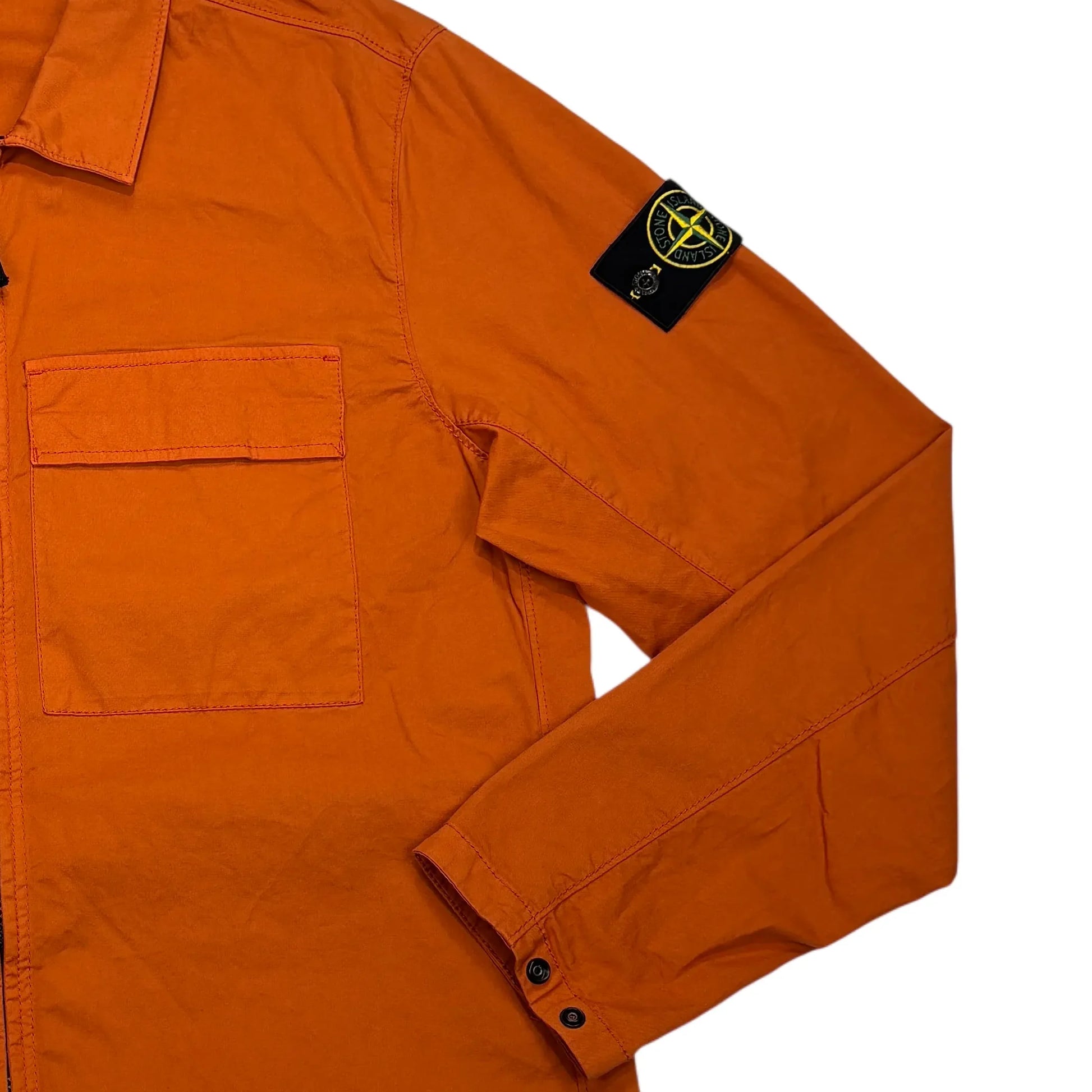 Stone Island Orange Compass Patch Collared Overshirt Jacket
