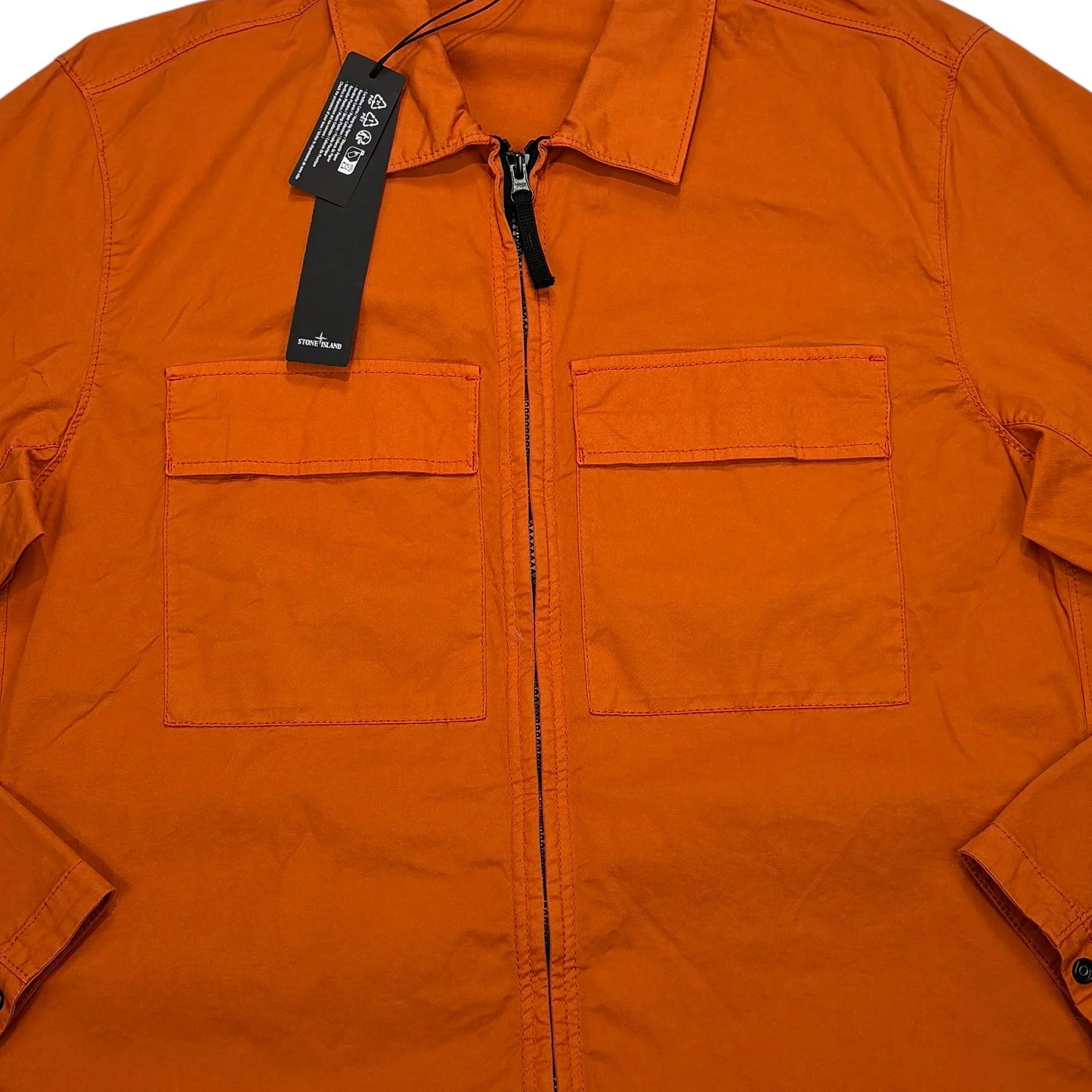 Stone Island Orange Compass Patch Collared Overshirt Jacket