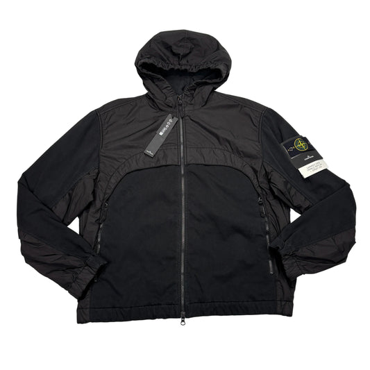 Stone Island Black Garment Dyed Crinkle Reps NY + Jersey 250 Hooded Jacket