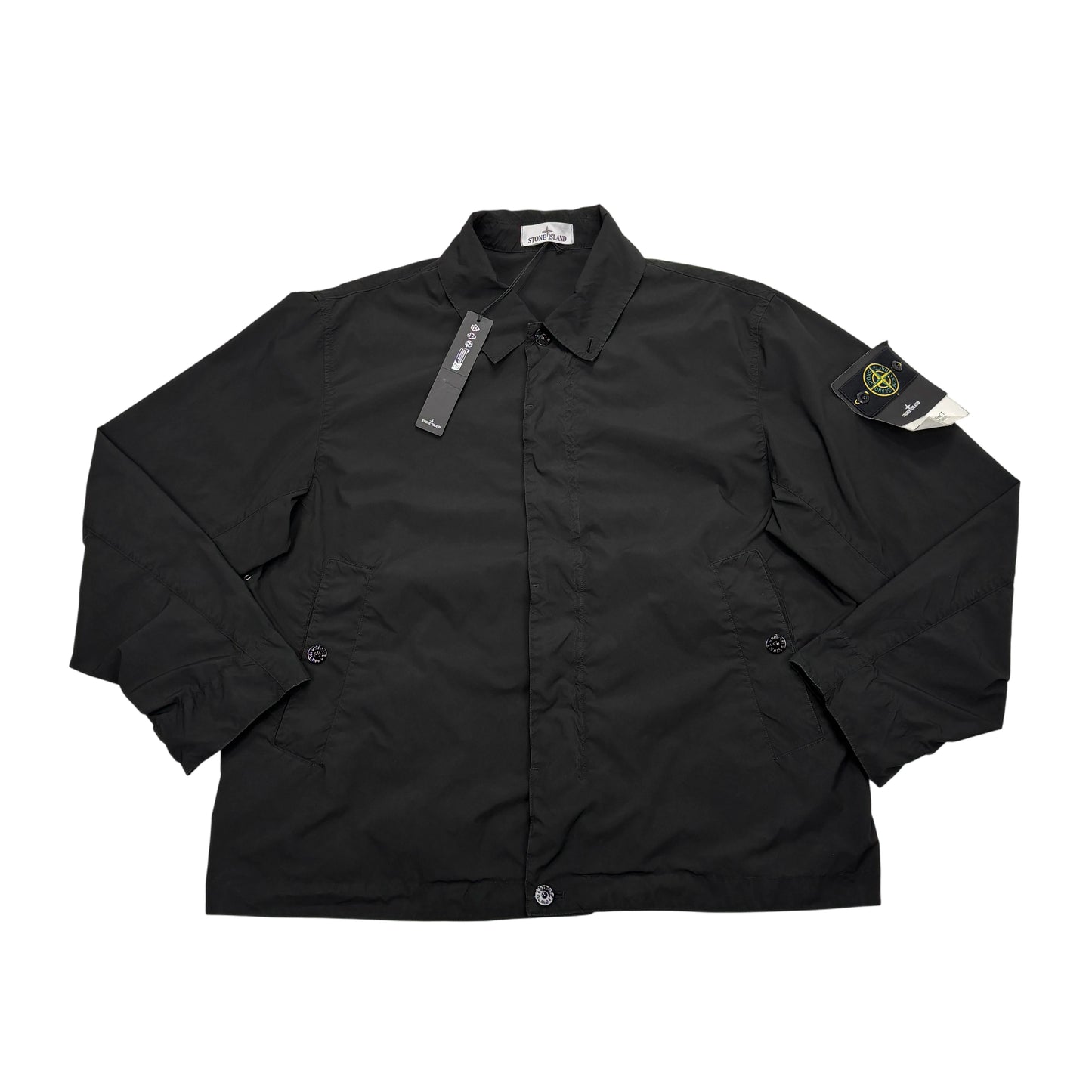 Stone Island Black Light Compact Touch Poly-TC Compass Patch Collared Jacket