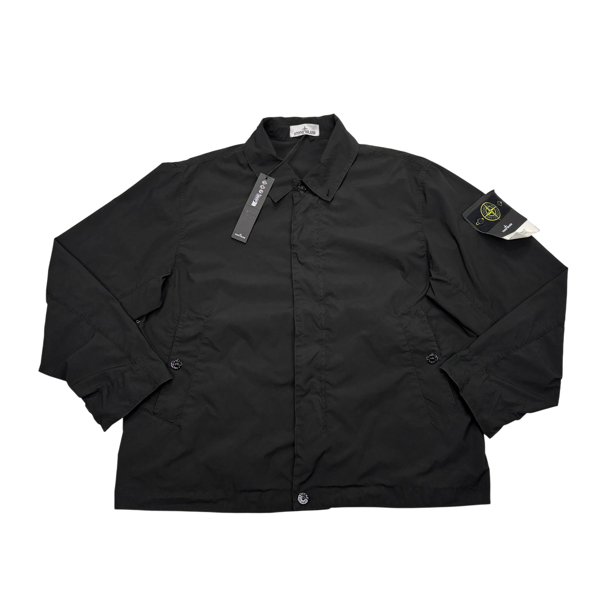 Stone Island Black Light Compact Touch Poly-TC Compass Patch Collared Jacket