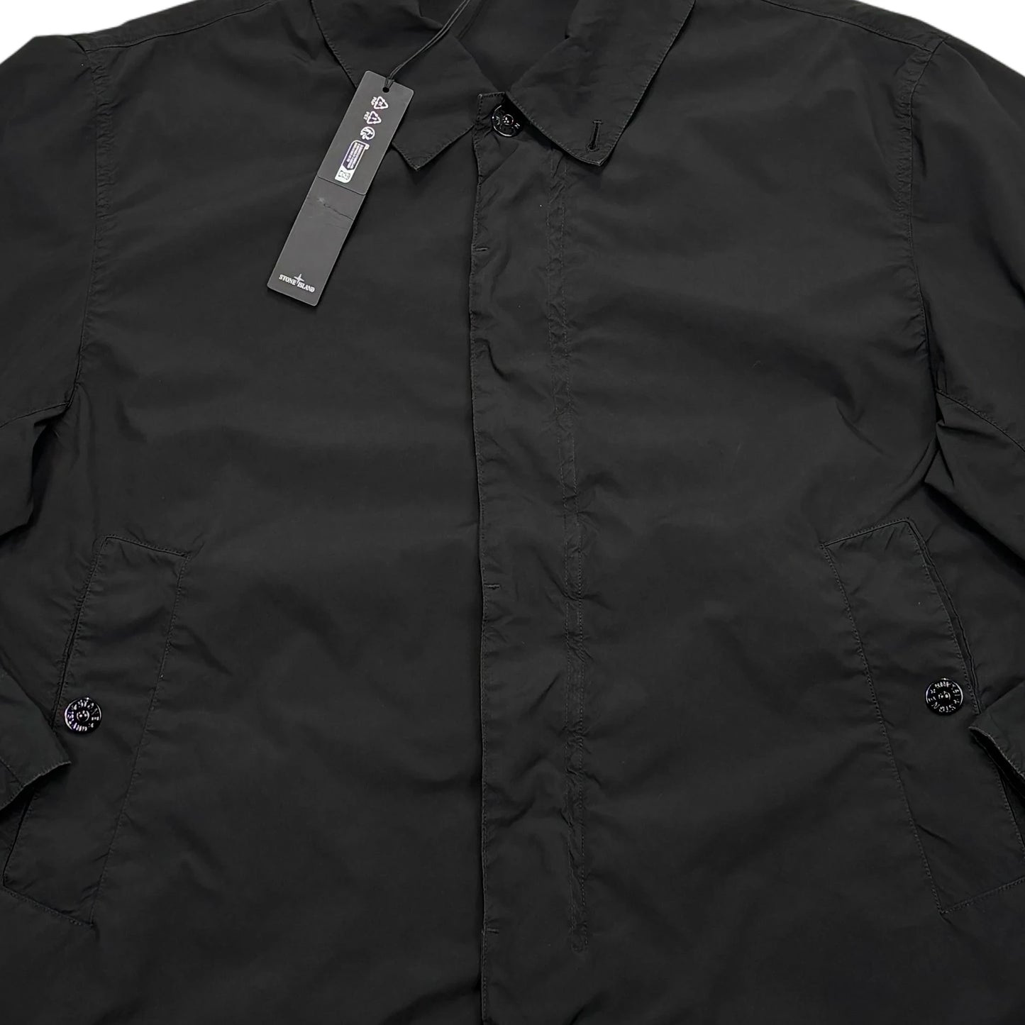 Stone Island Black Light Compact Touch Poly-TC Compass Patch Collared Jacket