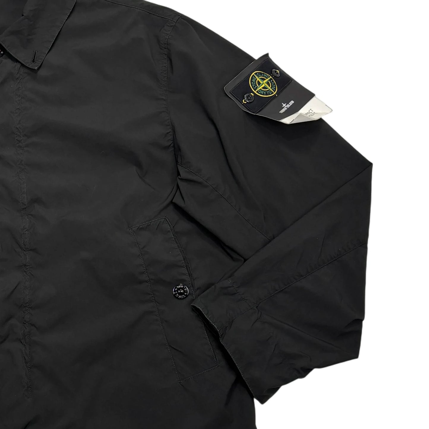 Stone Island Black Light Compact Touch Poly-TC Compass Patch Collared Jacket