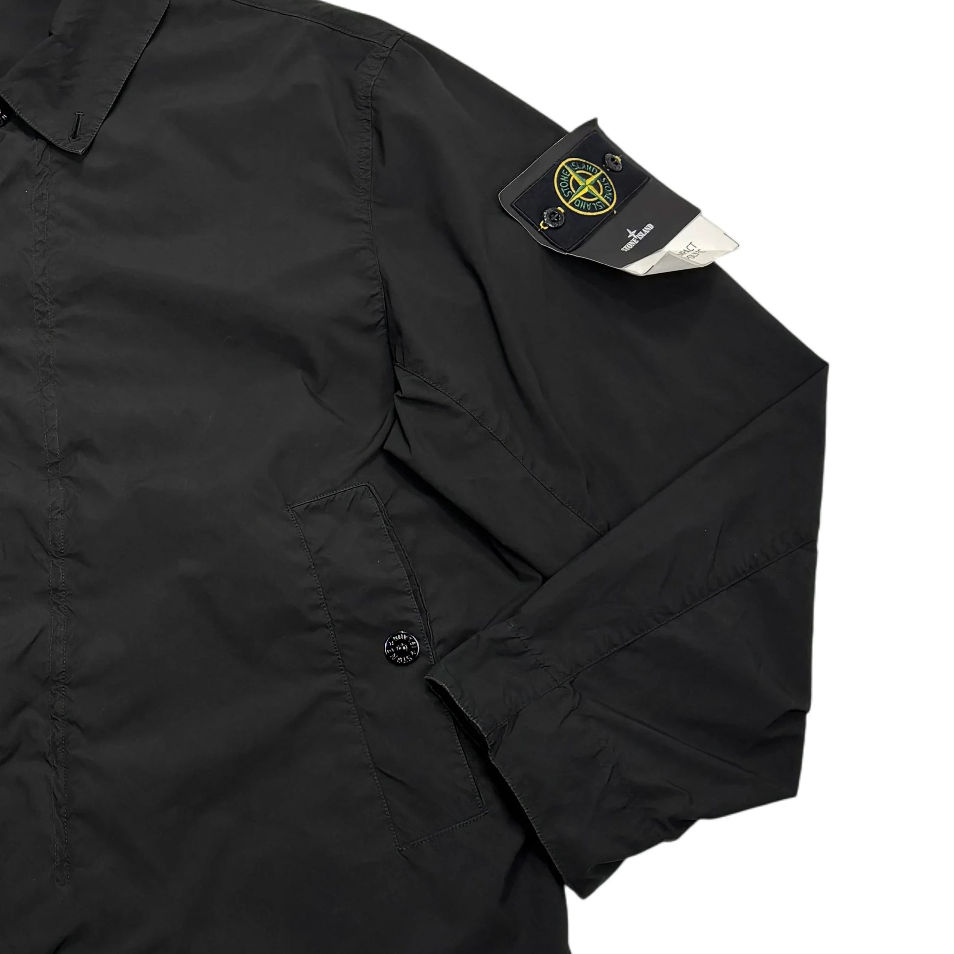 Stone Island Black Light Compact Touch Poly-TC Compass Patch Collared Jacket