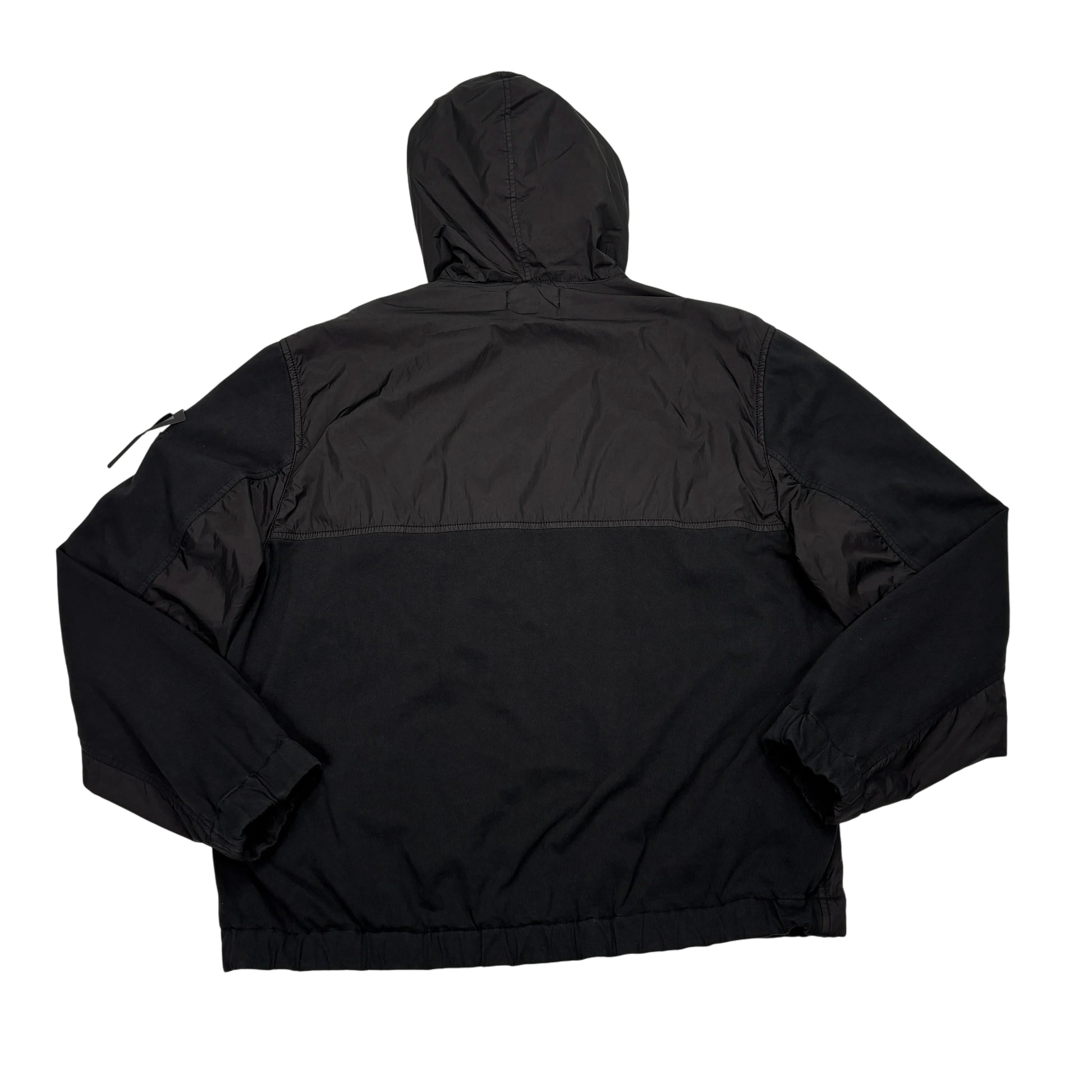 Stone Island Black Garment Dyed Crinkle Reps NY + Jersey 250 Hooded Jacket
