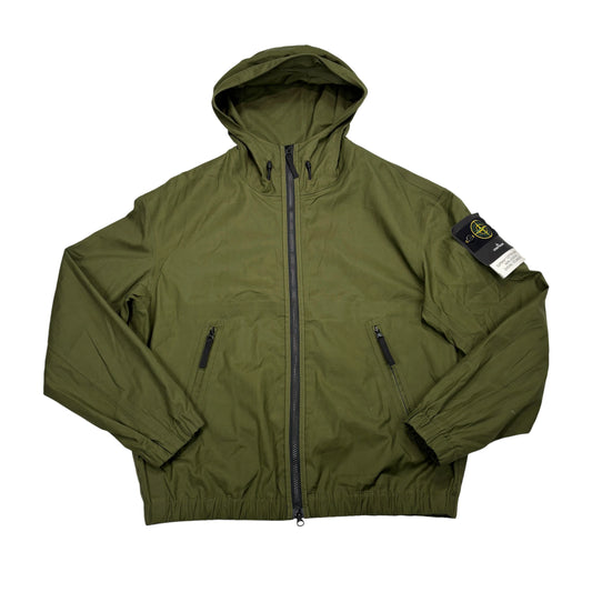 Stone Island Green Supima Cotton Canvas Non-Aqueous Dyeing Technology Jacket